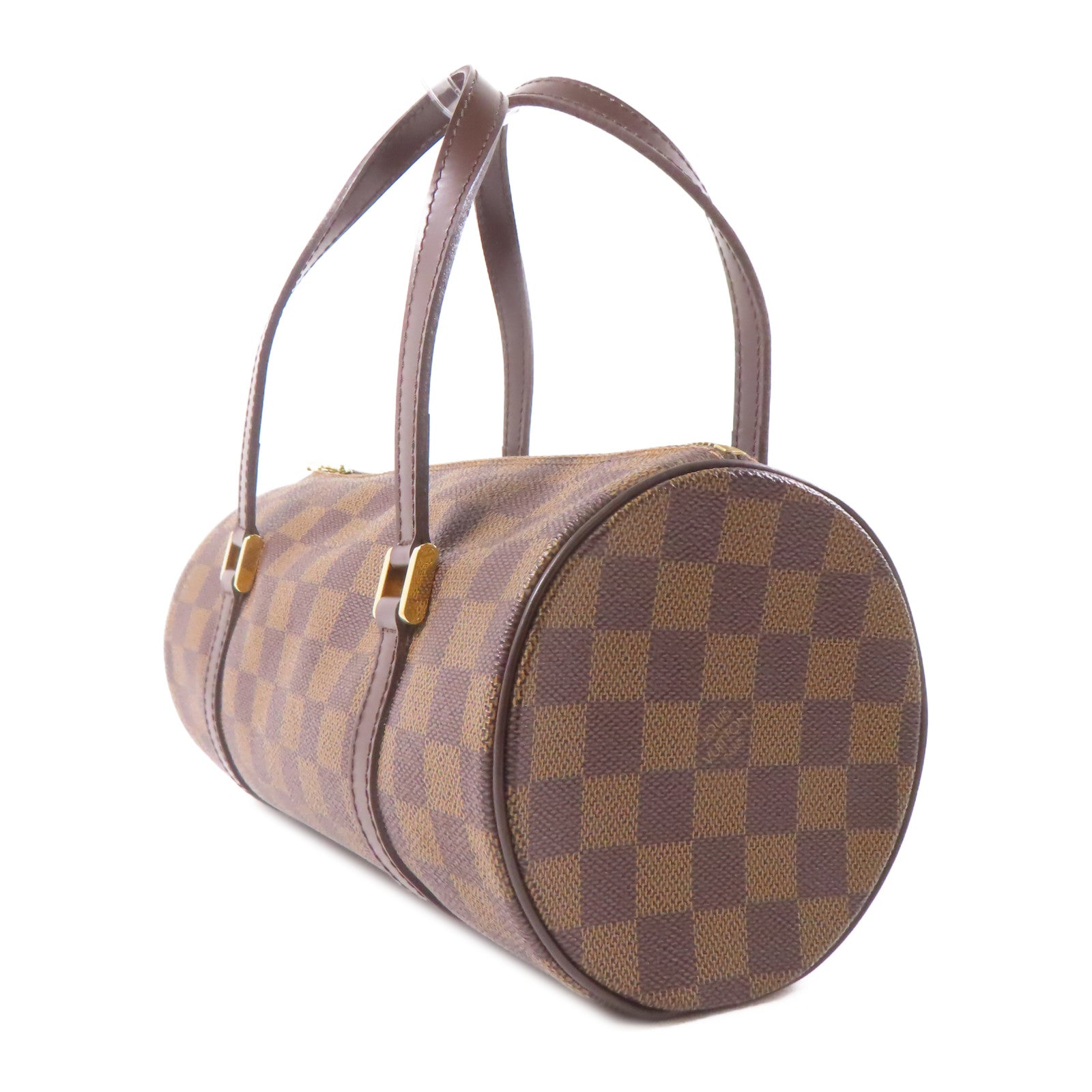 LOUIS VUITTON Damier Papillon PM金扣手挽袋棕色