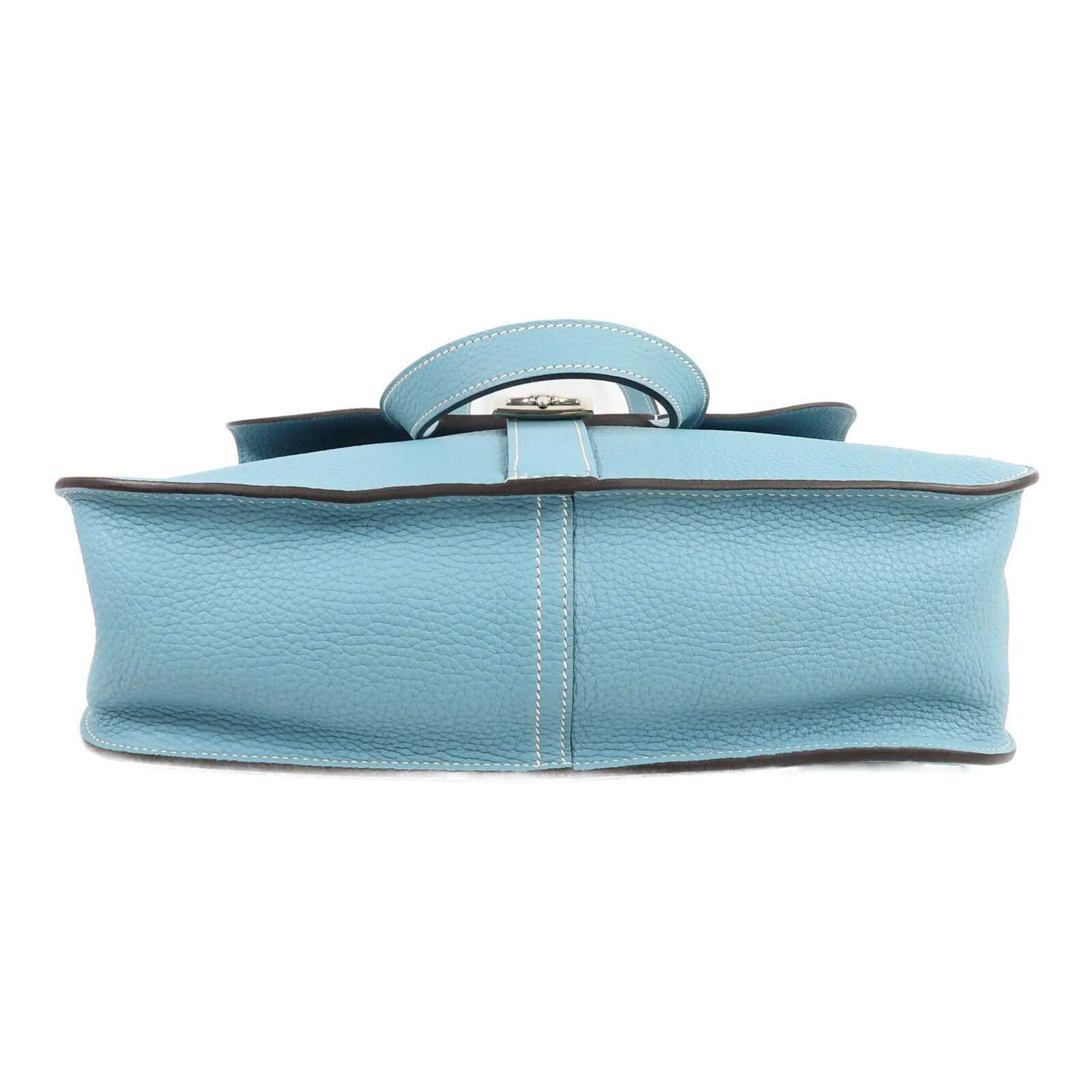 HERMES Clemence皮革Halzan 31手挽肩背兩用袋Bleu Atoll