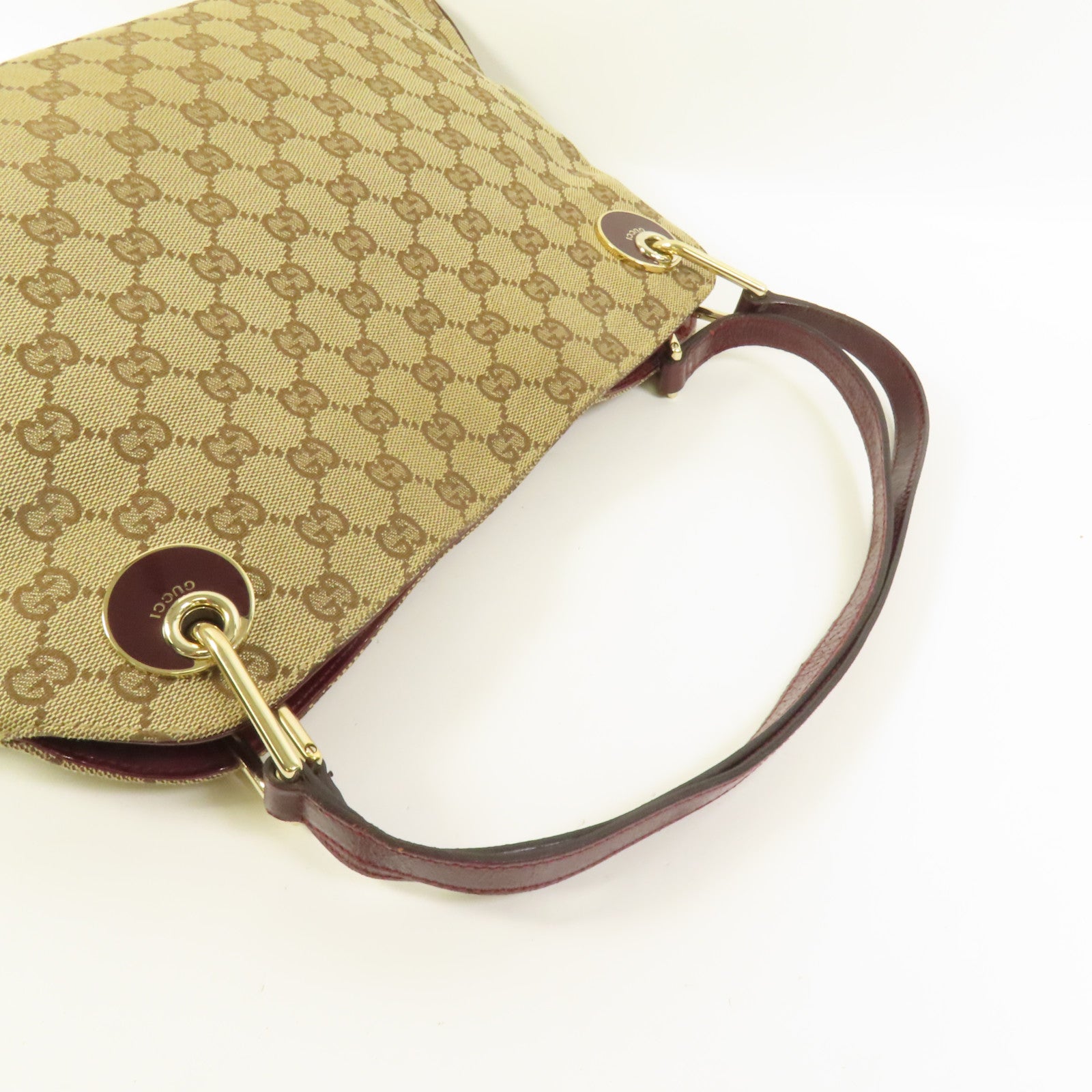 GUCCI 帆布Shoulder Bag金扣肩背袋