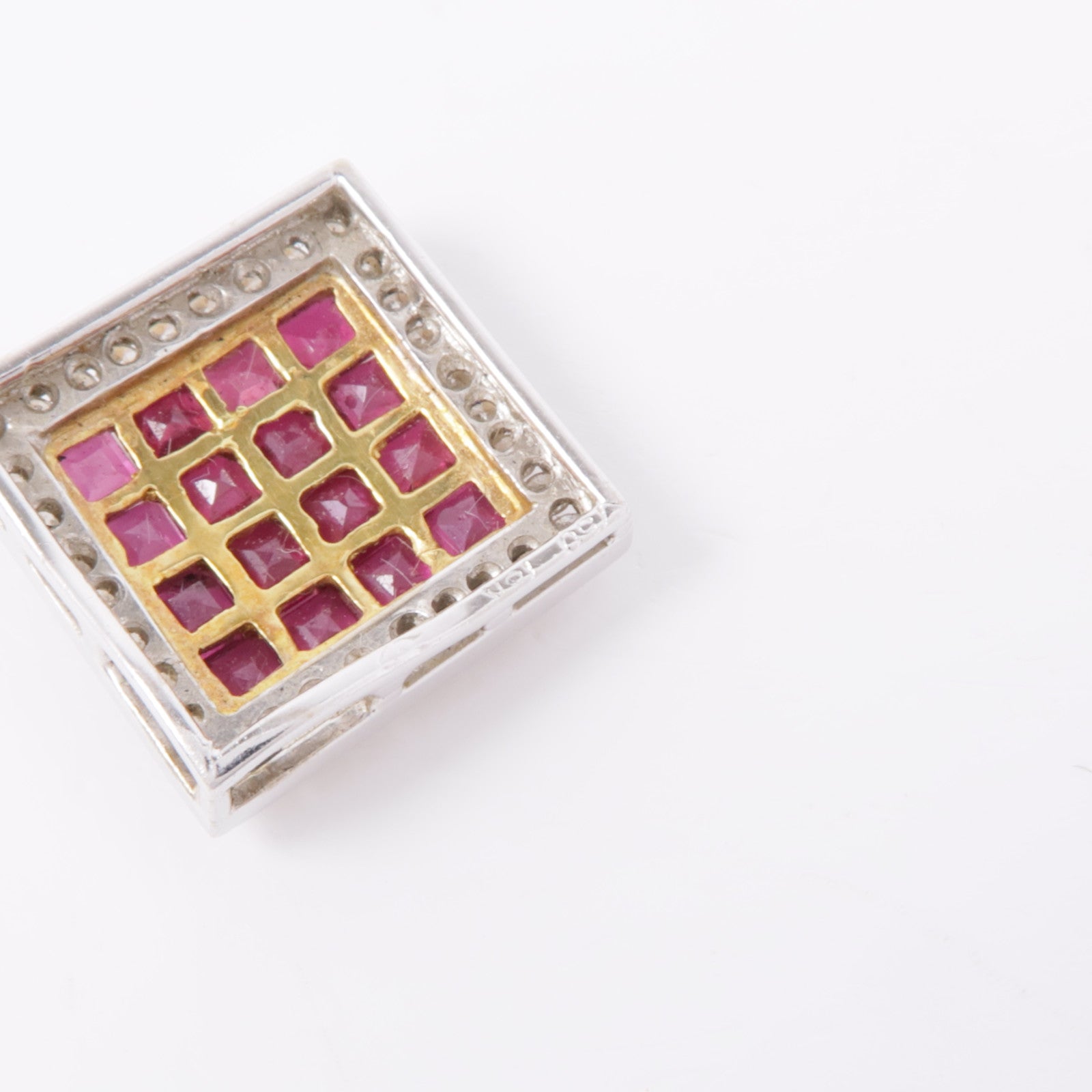 JEWELRY 18K黃金/白金Ruby Diamond Pendant紅寶石/鑽石吊墜