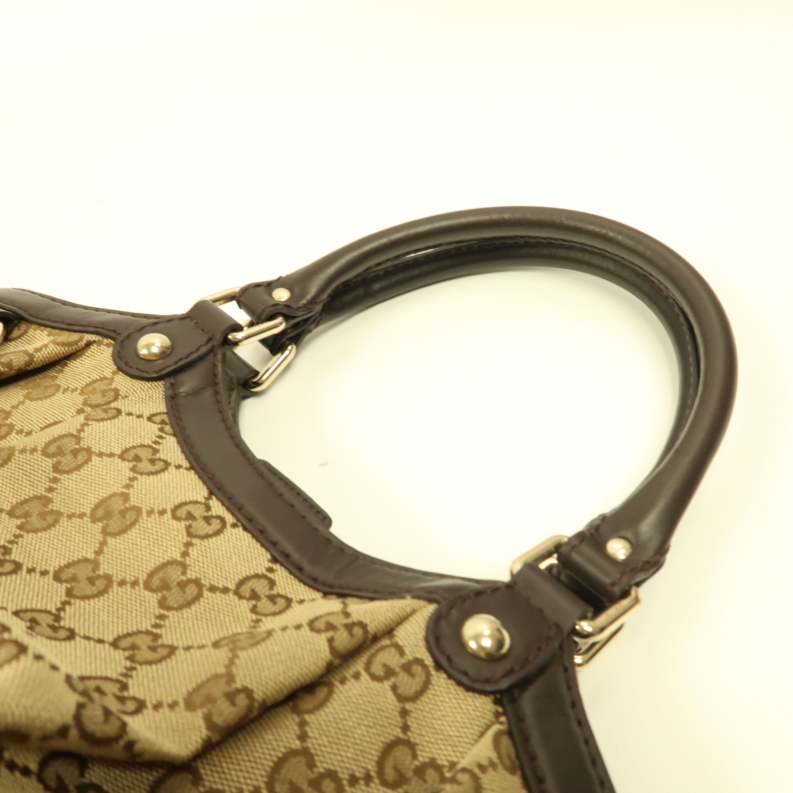 GUCCI 帆布Shoulder Bag金扣手挽袋啡色