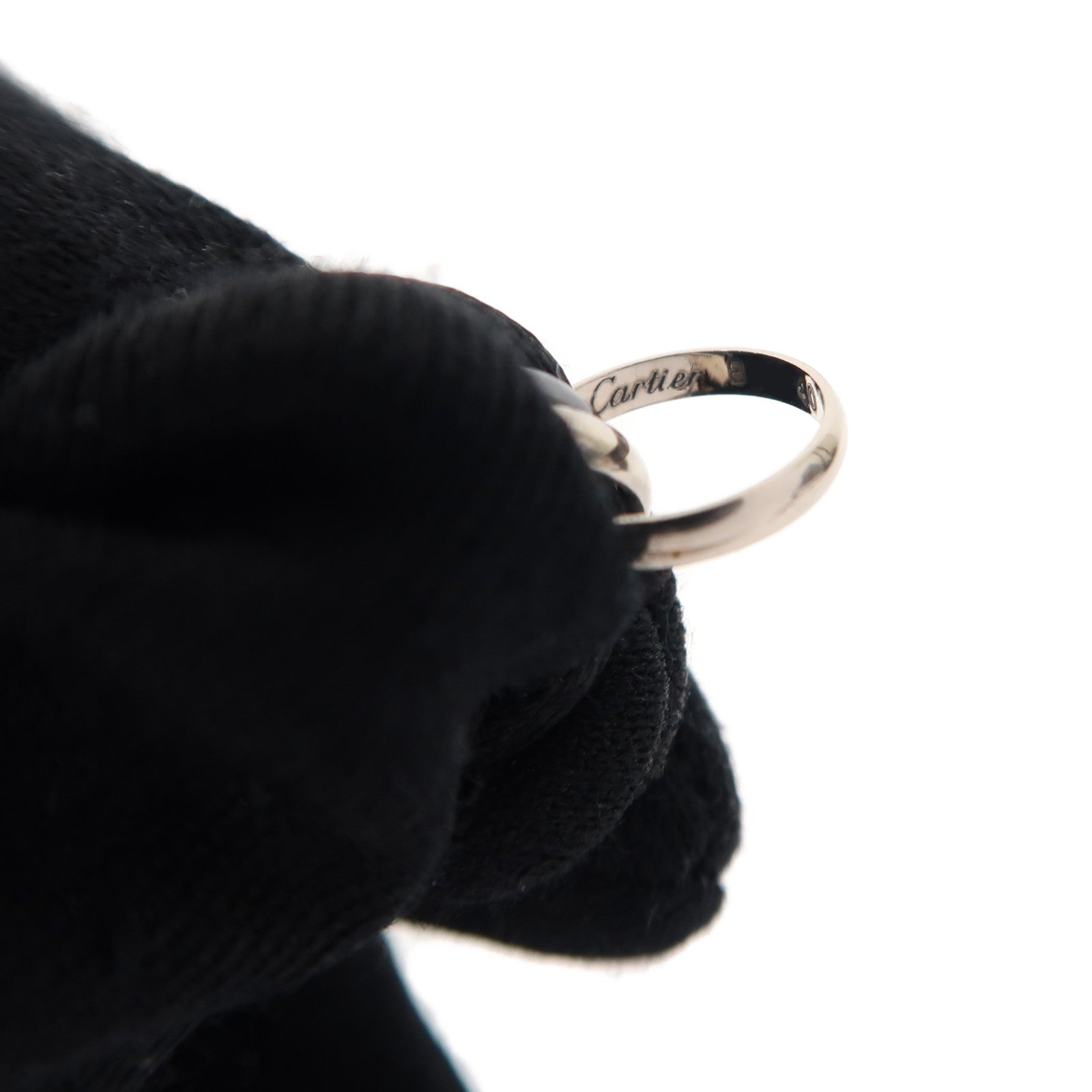 CARTIER 18K白金/陶瓷Trinity Bracelet手鏈黑色