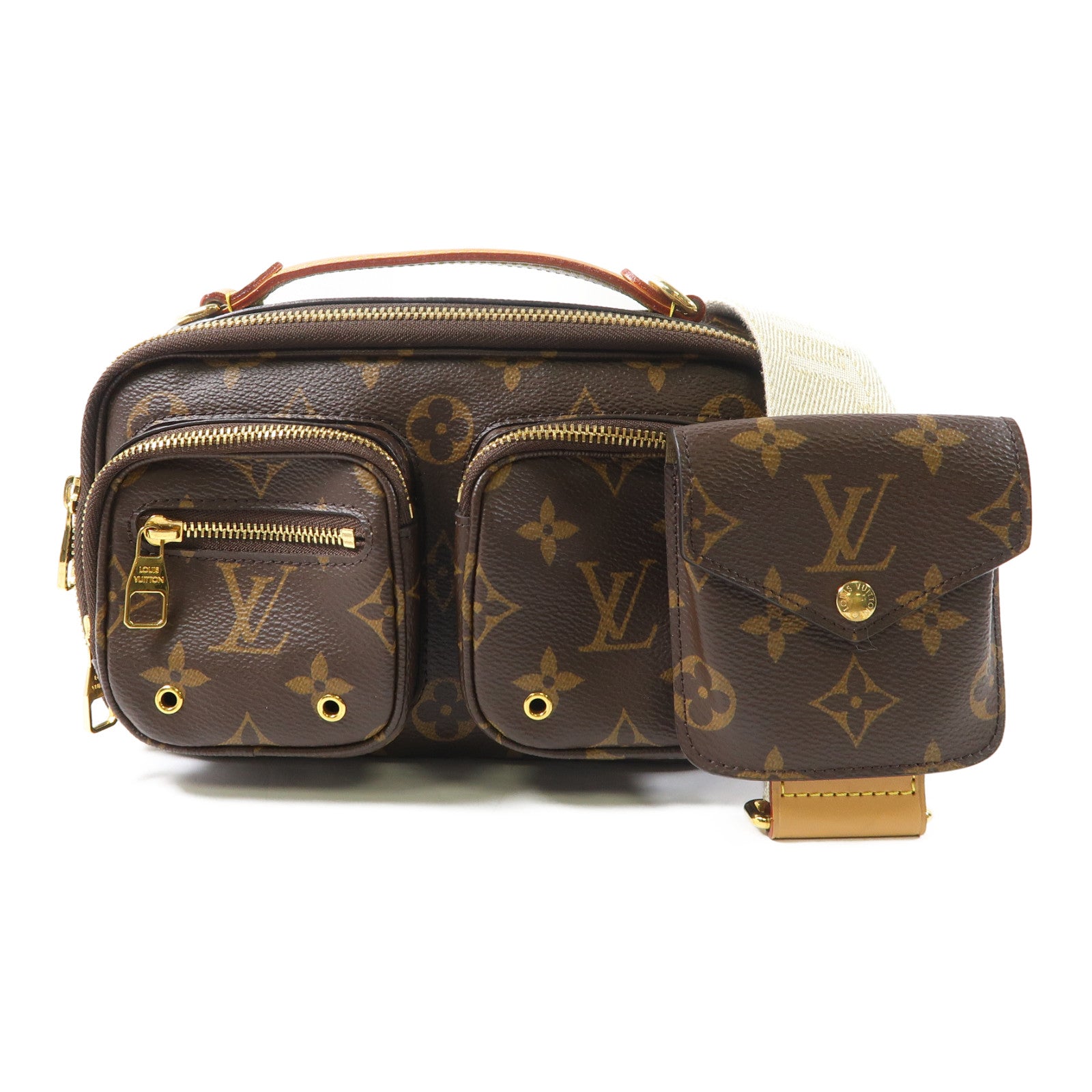 LOUIS VUITTON Monogram Utility金扣手挽肩背兩用袋啡色