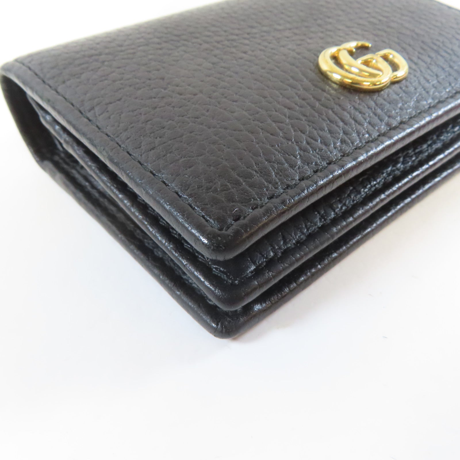 GUCCI 牛皮皮革Wallet金扣啪鈕長錢包黑色