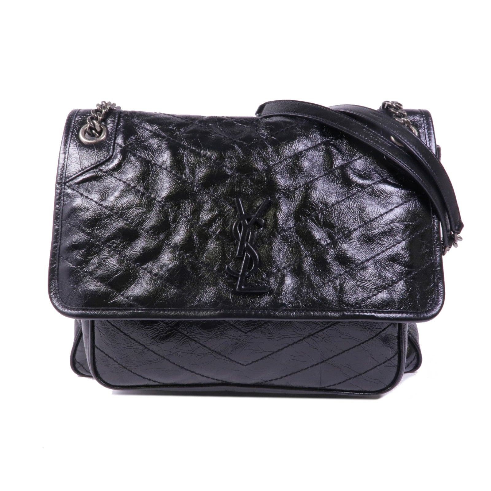 SAINT LAURENT 牛皮皮革Niki Large銀扣鏈帶肩背袋