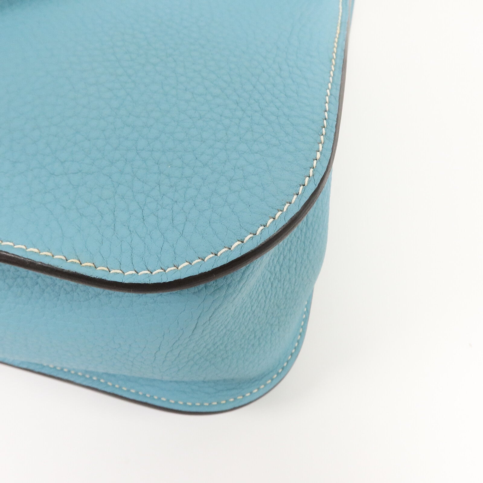 HERMES Clemence皮革Halzan 31手挽肩背兩用袋Bleu Atoll