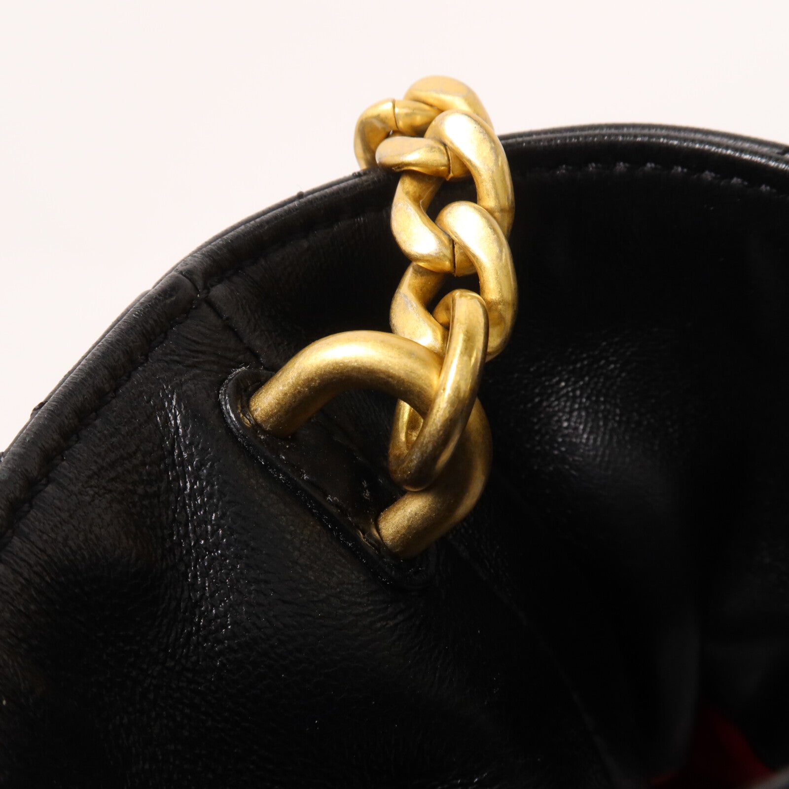 CHANEL 羊皮皮革Bucket Bag鏈帶手挽肩背兩用袋