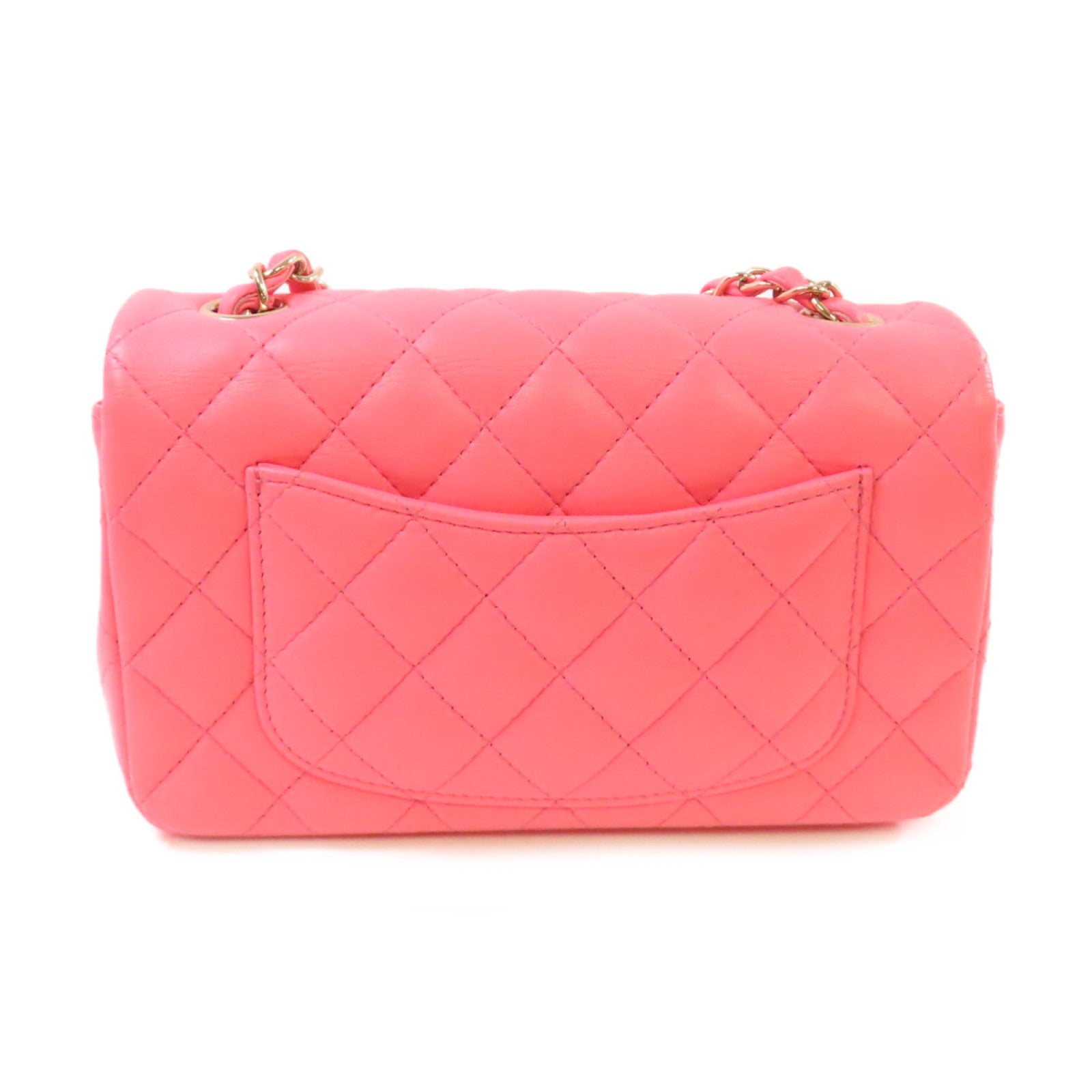 CHANEL 菱格羊皮皮革Classic Flap 20cm Chain Shoulder Bag金扣鏈帶肩背袋粉紅色