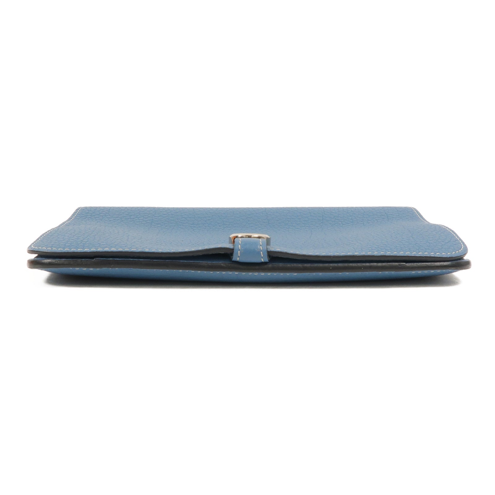 HERMES Clemence皮革Dogon GM長錢包Bleu Jean
