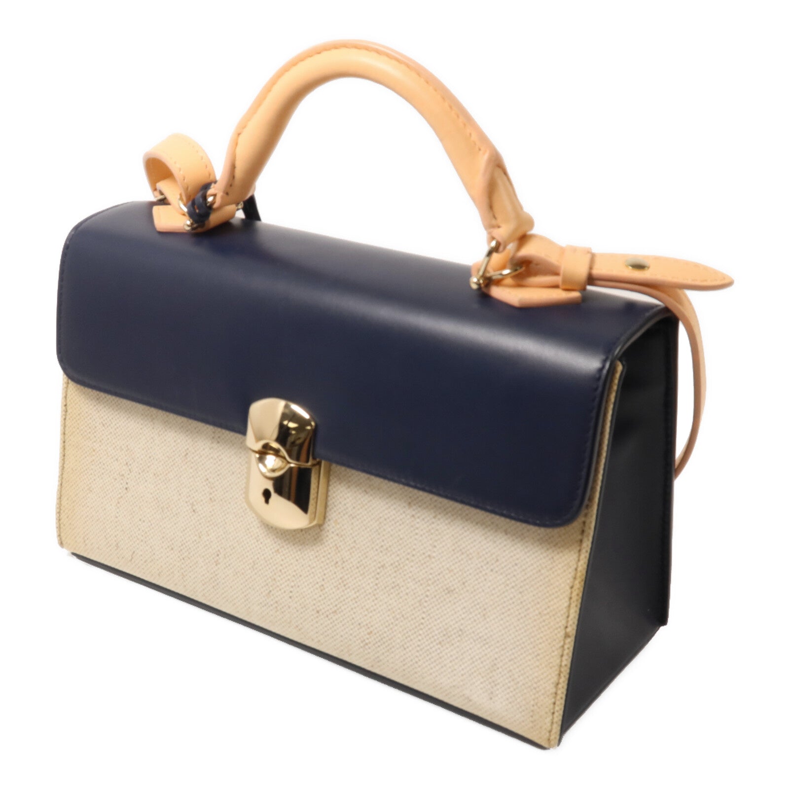 BALENCIAGA 牛皮皮革/塗層帆布Padlock Top Handle Bag手挽肩背兩用袋