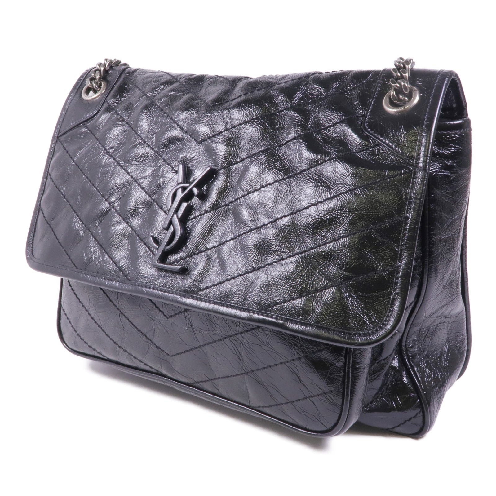 SAINT LAURENT 牛皮皮革Niki Large銀扣鏈帶肩背袋