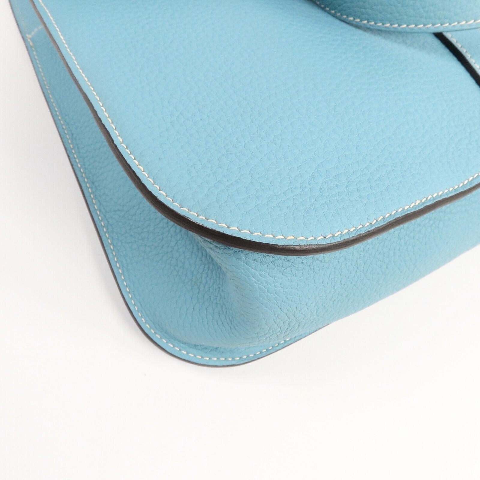 HERMES Clemence皮革Halzan 31手挽肩背兩用袋Bleu Atoll