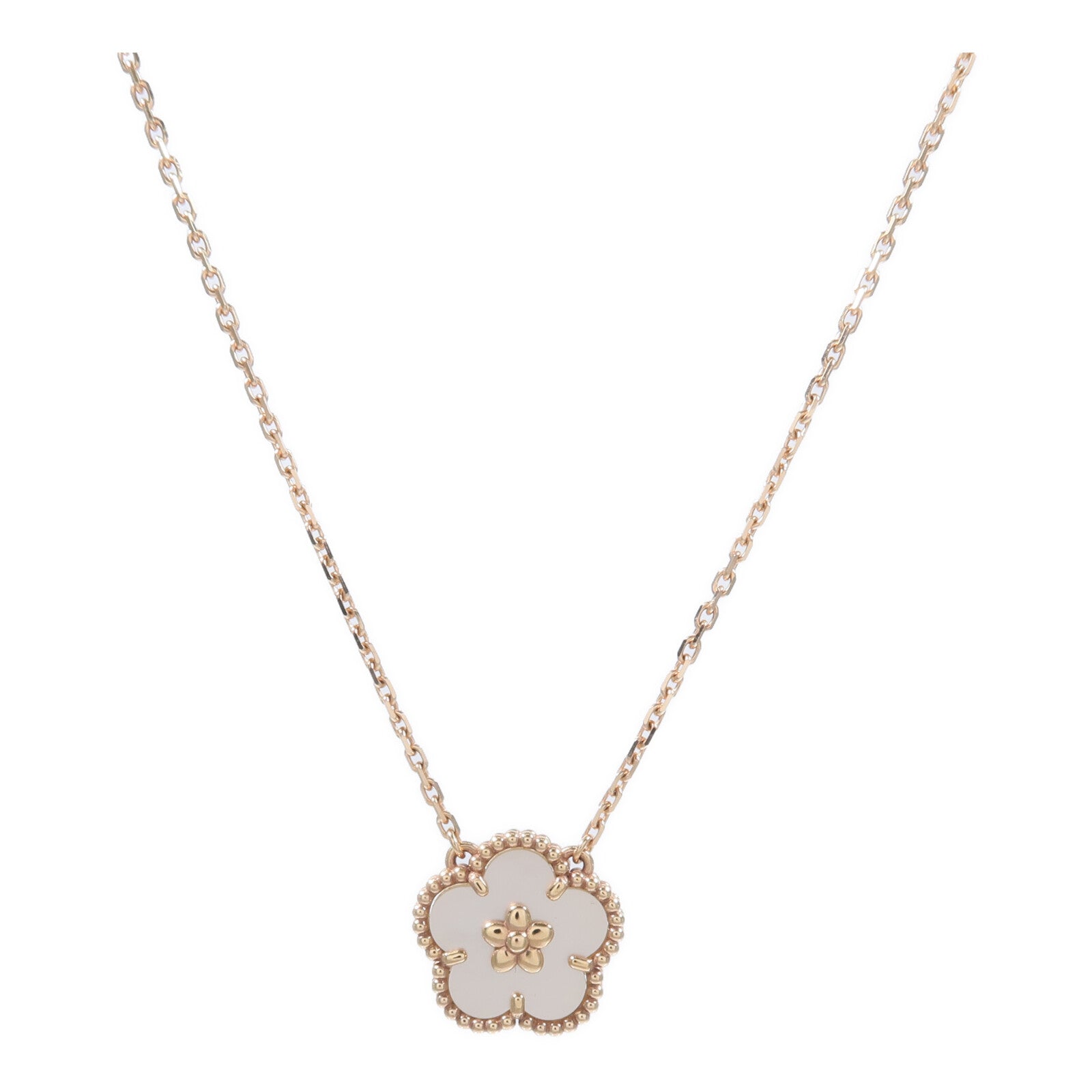 Van Cleef & Arpels 18K玫瑰金Lucky Spirng Pendant珍珠母貝項鍊