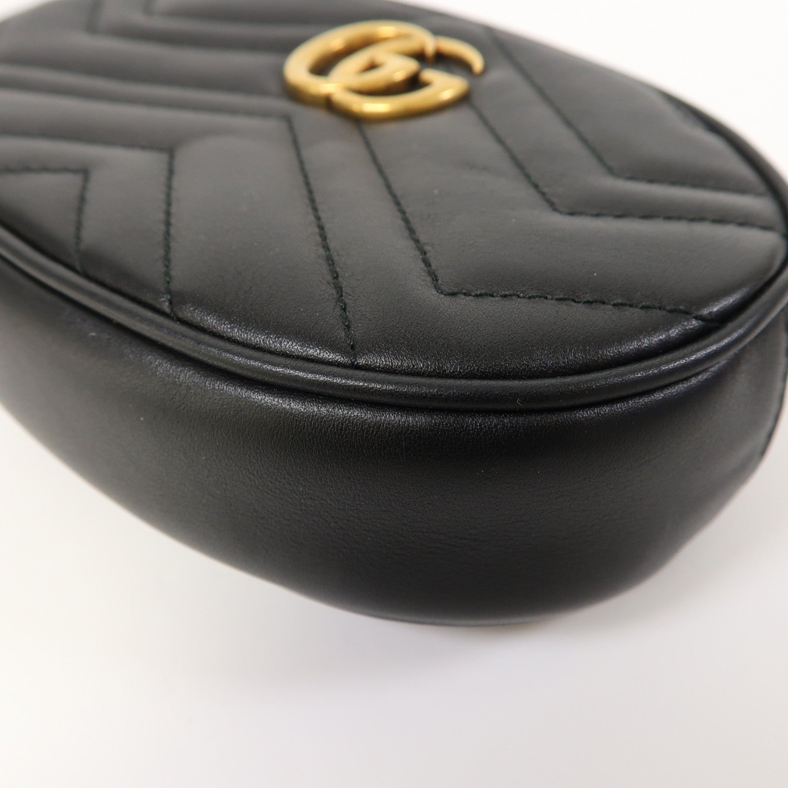GUCCI GG GHW Waist Bag 476434 Calfskin Leather Black