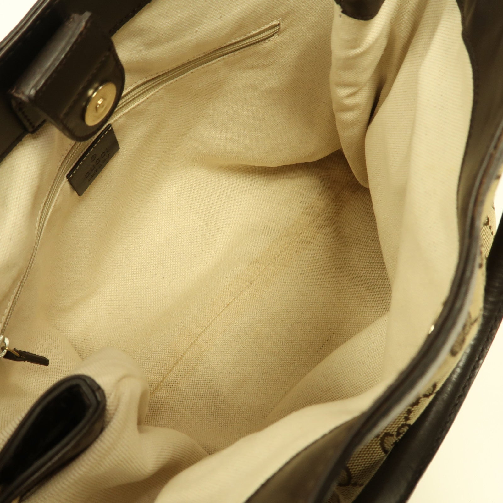 GUCCI 帆布Shoulder Bag金扣手挽袋啡色