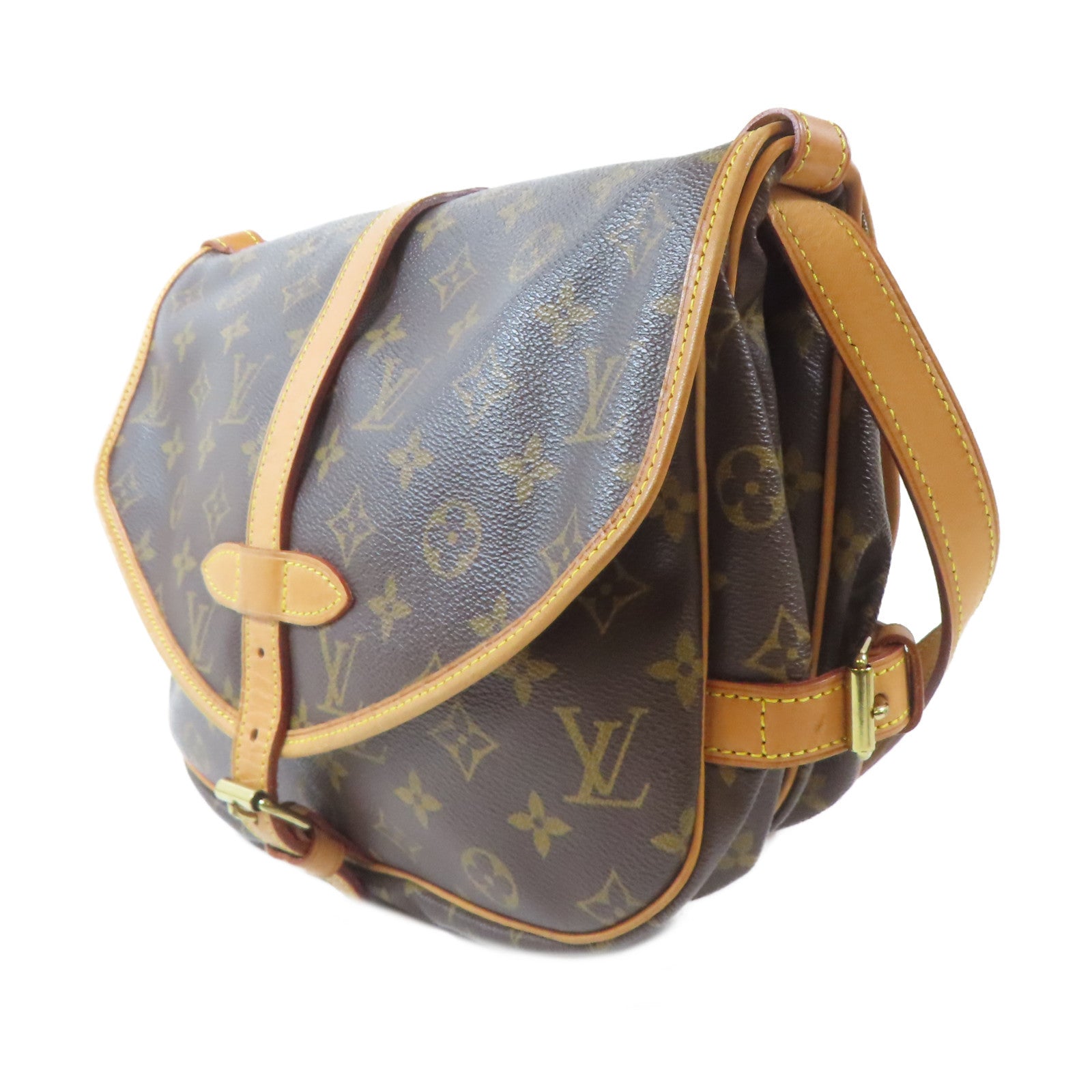 LOUIS VUITTON Monogram Saumur 30金扣肩背袋啡色