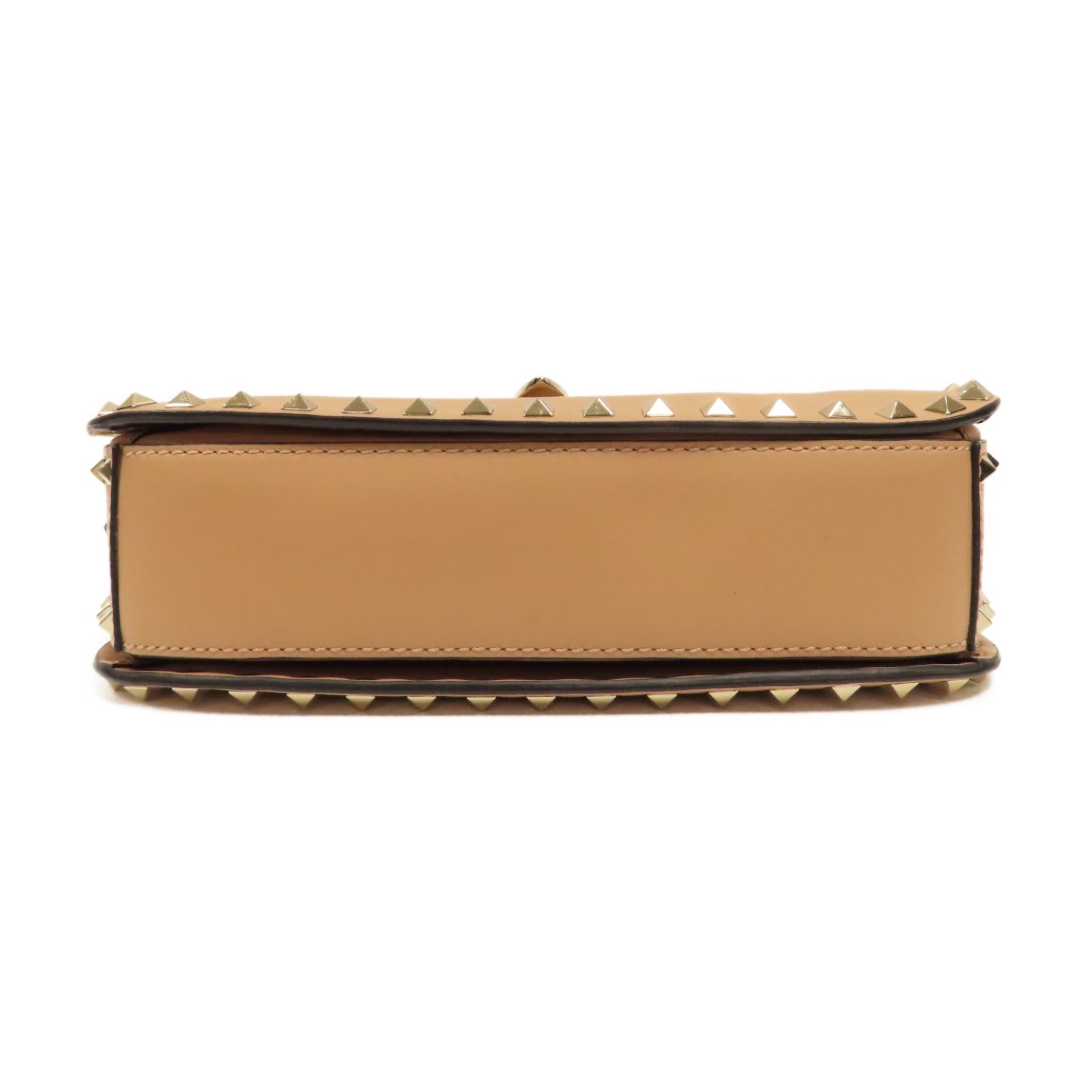 Valentino 窩釘羊皮皮革Shoulder Bag金扣肩背袋杏色