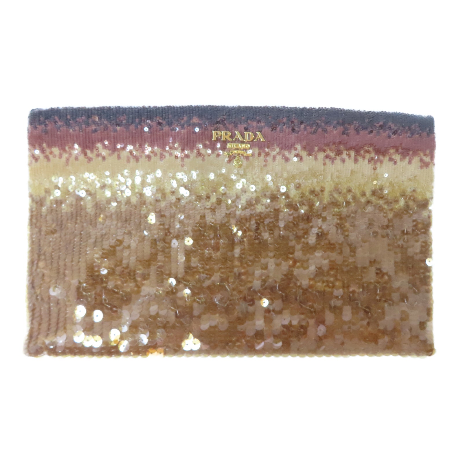 PRADA 亮片Paillettes Clutch金扣手拿包啡色