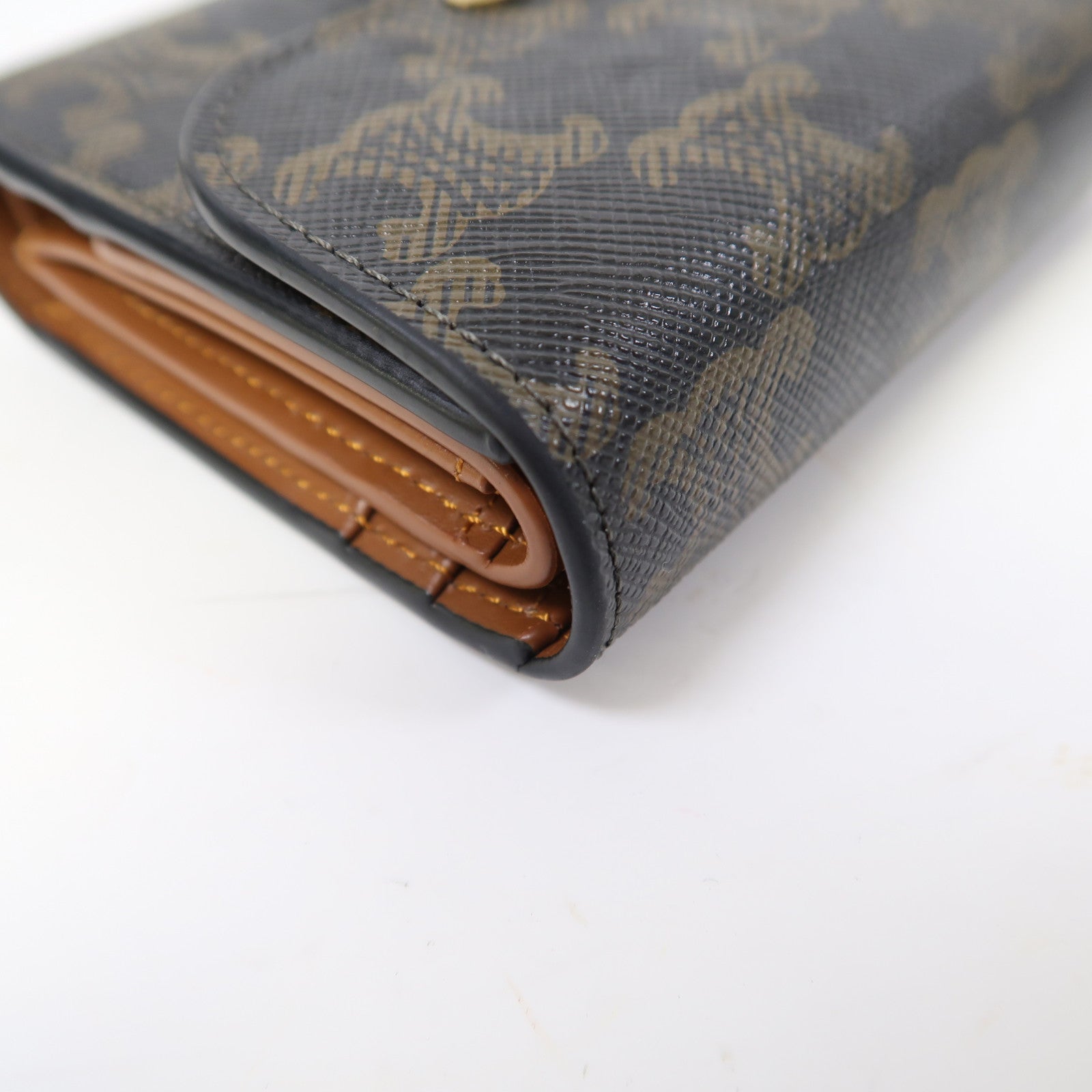 CELINE Triomphe帆布Small Flap Wallet金扣錢包啡色