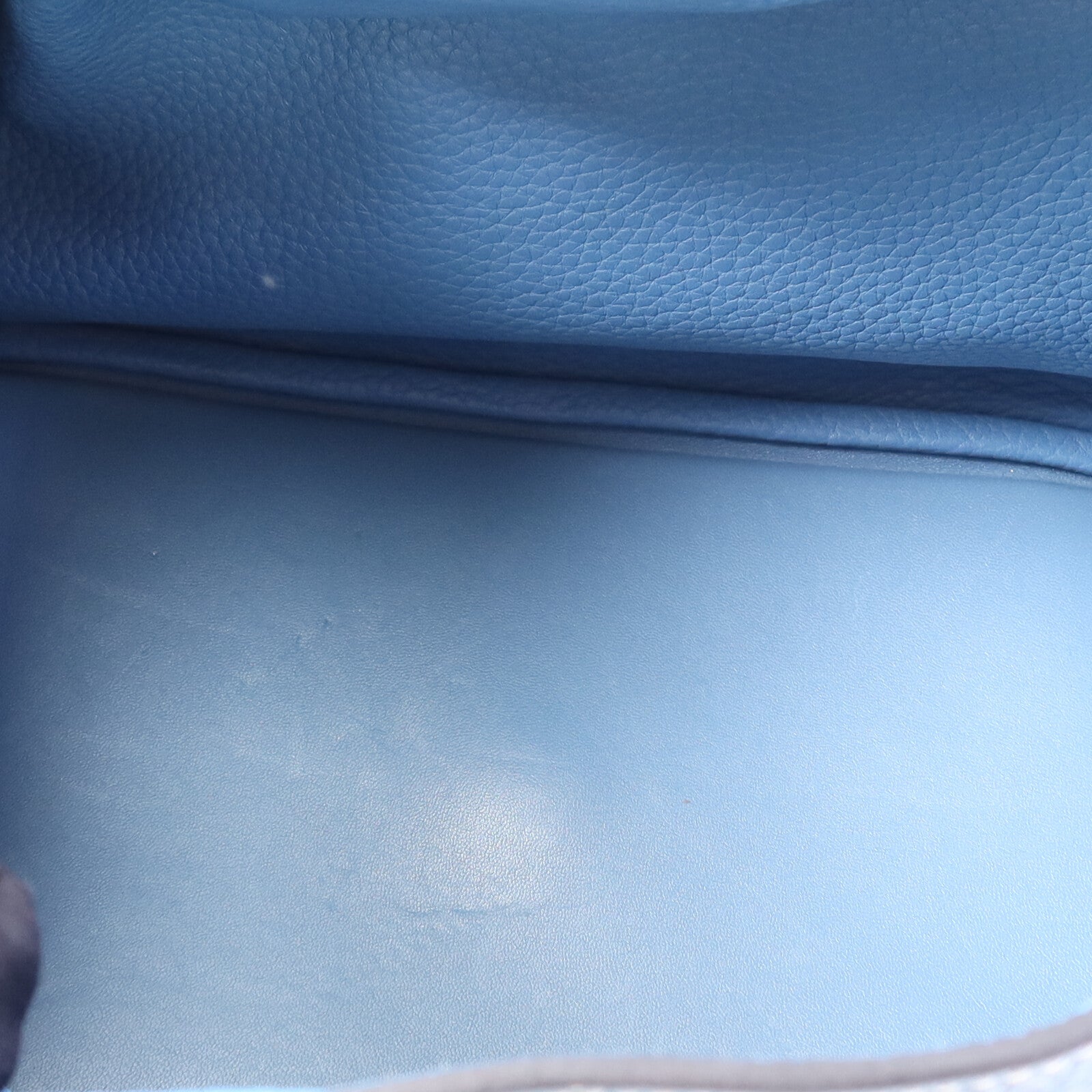 HERMES Clemence皮革Lindy 30銀扣手挽肩背兩用袋Bleu Jean