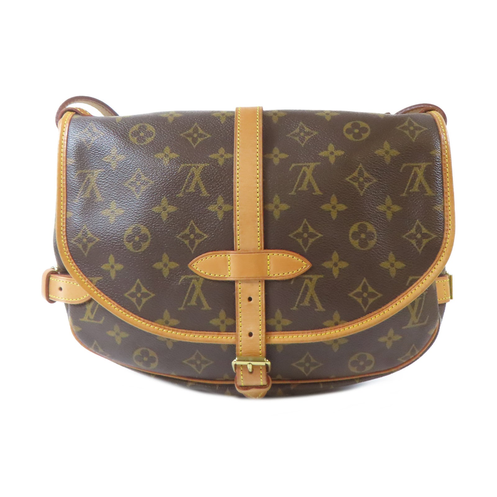LOUIS VUITTON Monogram Saumur 30金扣肩背袋啡色