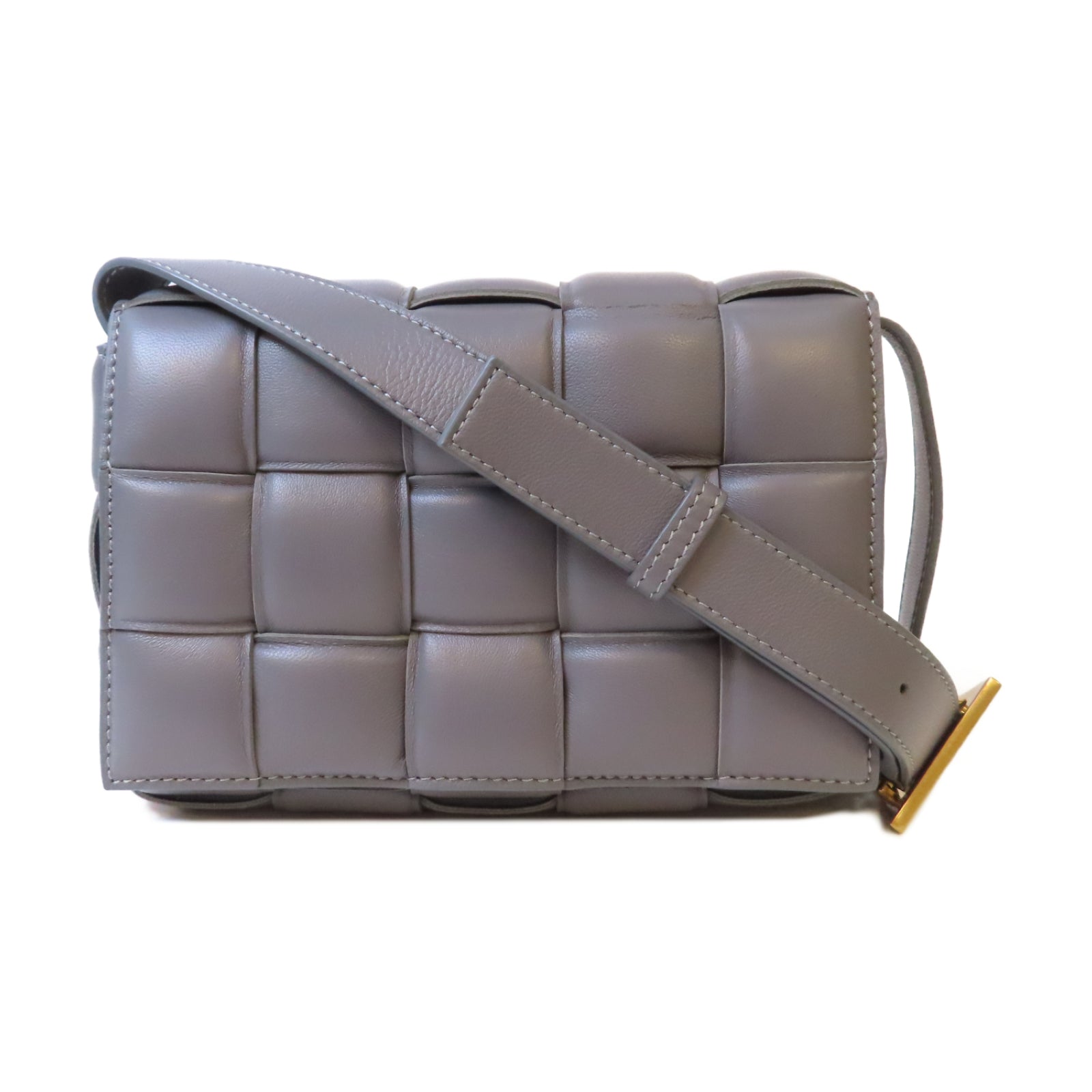 BOTTEGA VENETA 牛皮皮革Shoulder Bag金扣肩背袋灰色