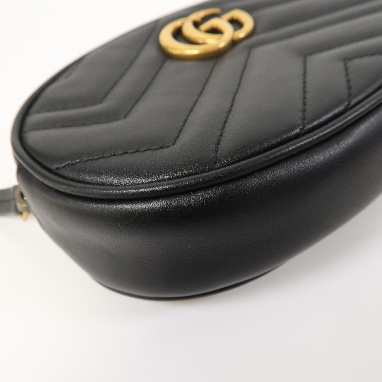 GUCCI GG GHW Waist Bag 476434 Calfskin Leather Black