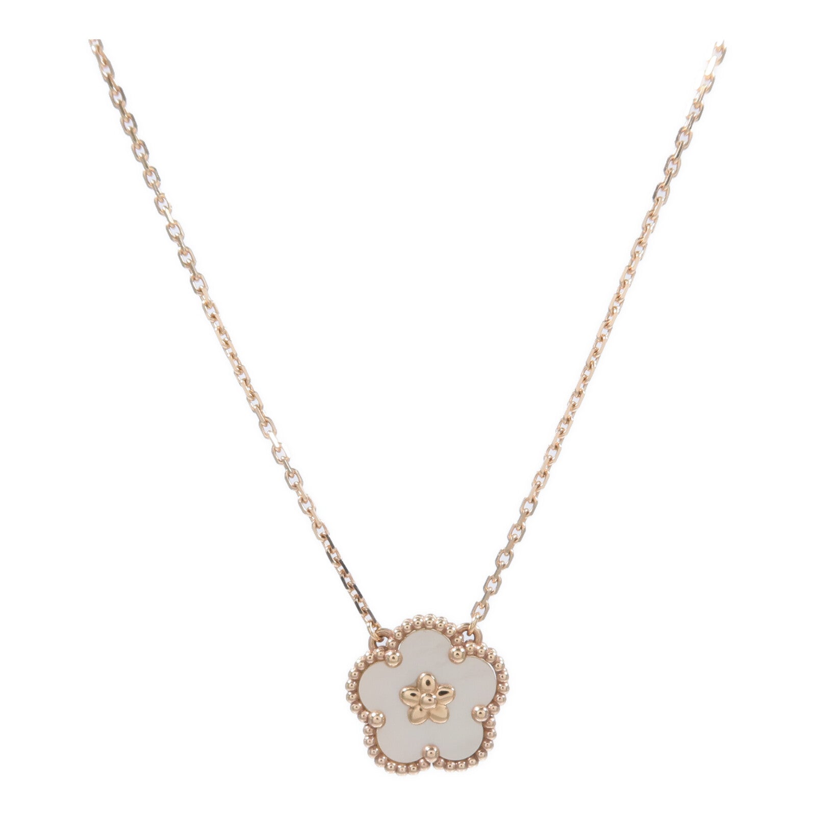 Van Cleef & Arpels 18K玫瑰金Lucky Spirng Pendant珍珠母貝項鍊