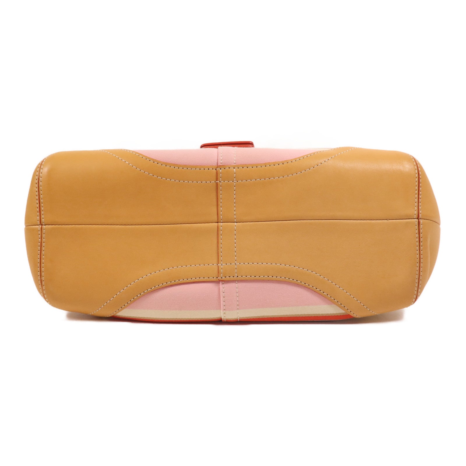 COACH 皮革/棉質Hand Bag銀扣手挽袋