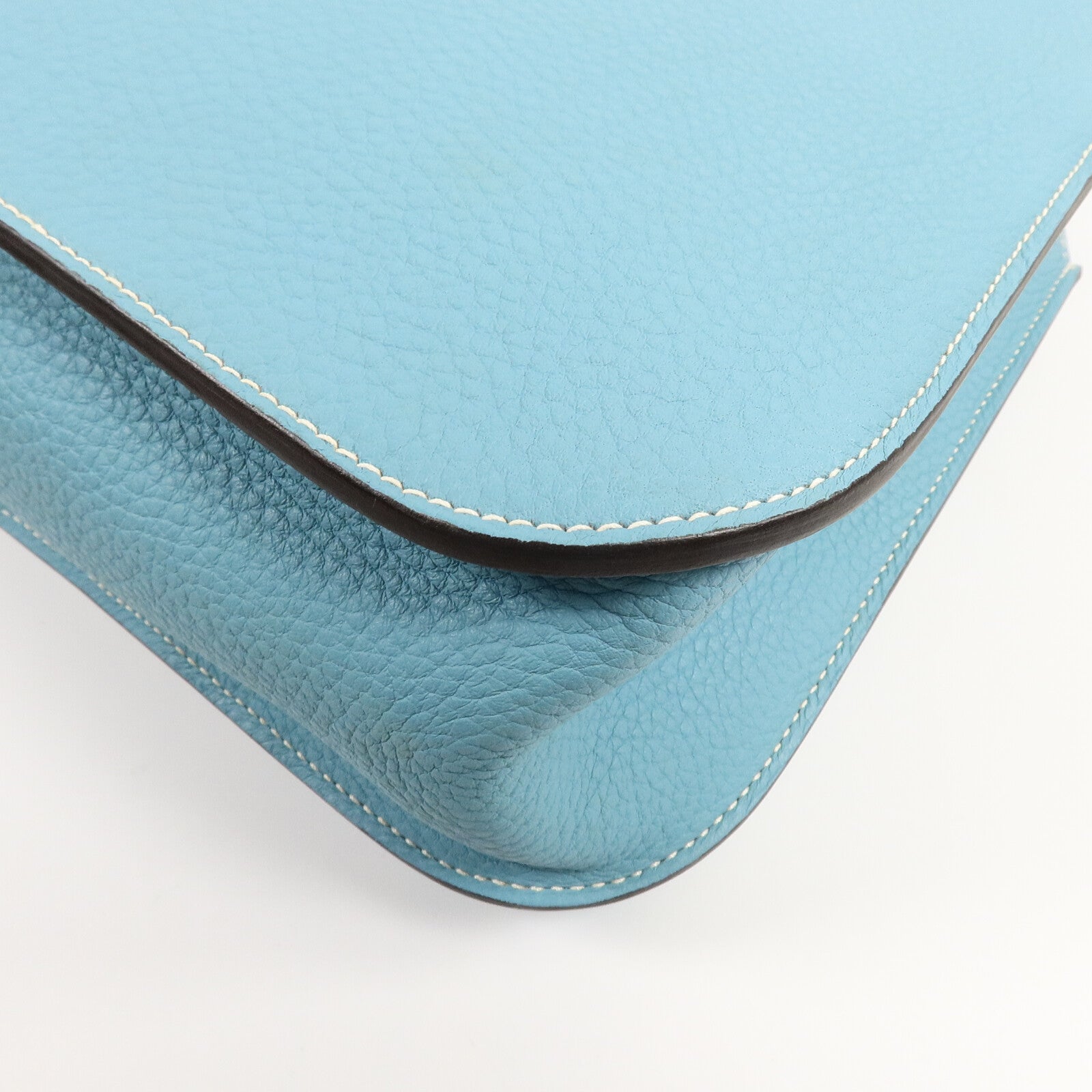 HERMES Clemence皮革Halzan 31手挽肩背兩用袋Bleu Atoll