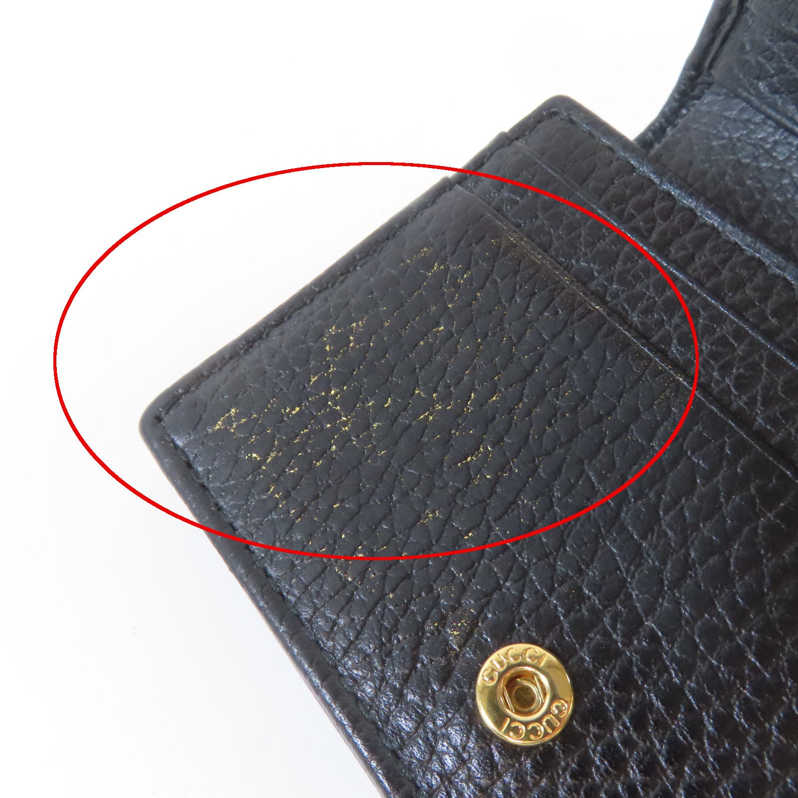 GUCCI 牛皮皮革Wallet金扣啪鈕長錢包黑色