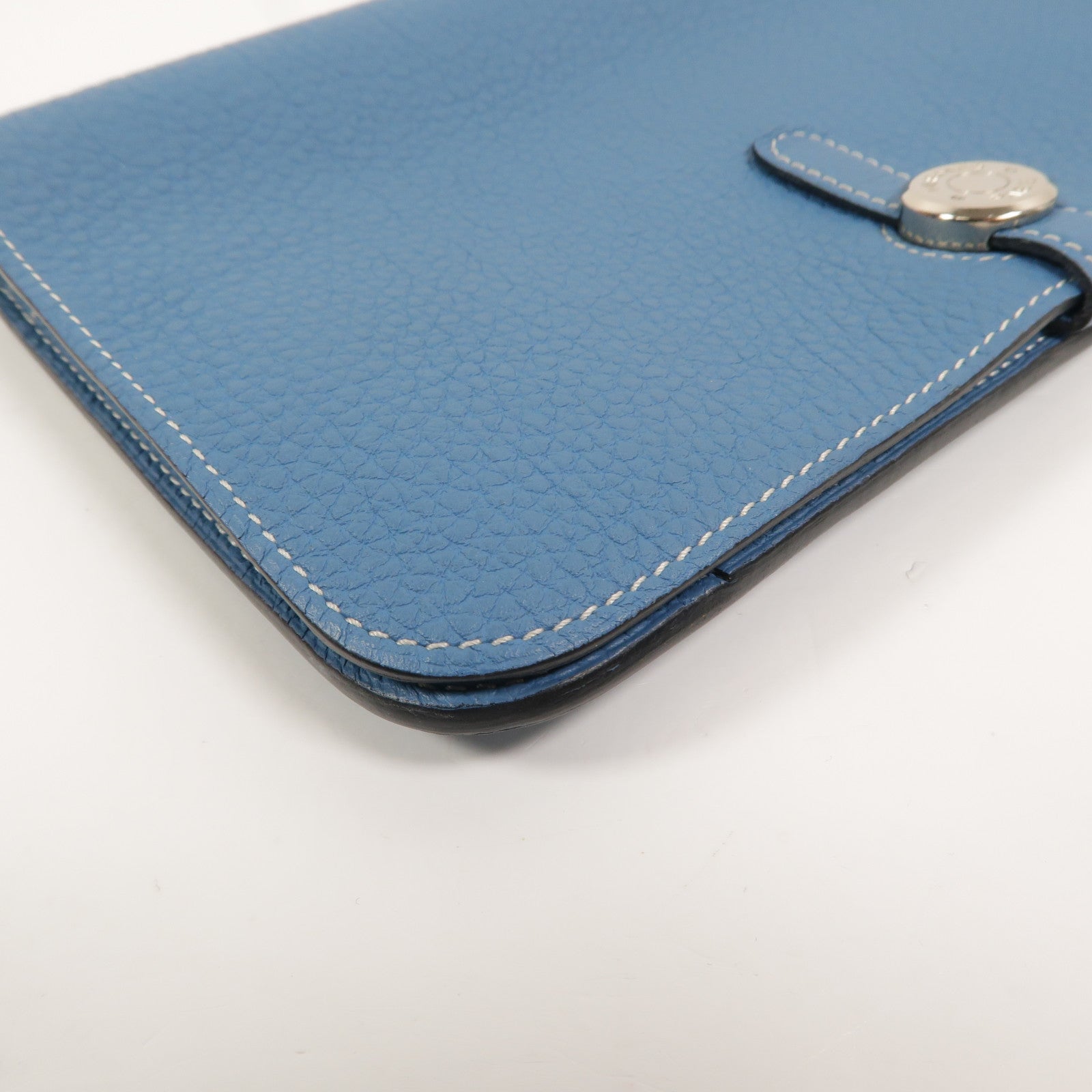 HERMES Clemence皮革Dogon GM長錢包Bleu Jean