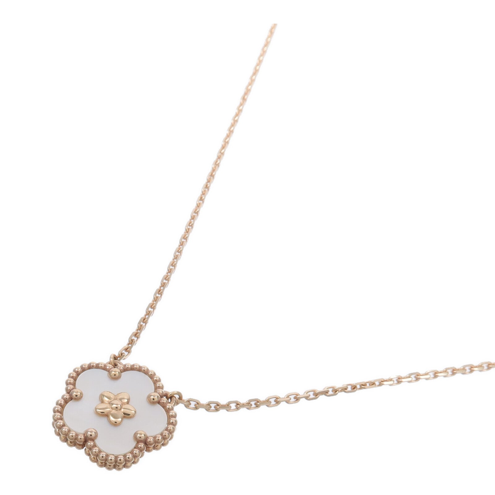 Van Cleef & Arpels 18K玫瑰金Lucky Spirng Pendant珍珠母貝項鍊