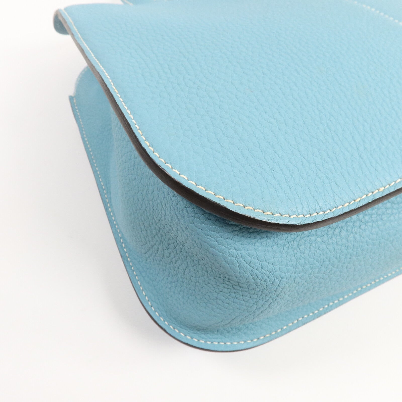 HERMES Clemence皮革Halzan 31手挽肩背兩用袋Bleu Atoll