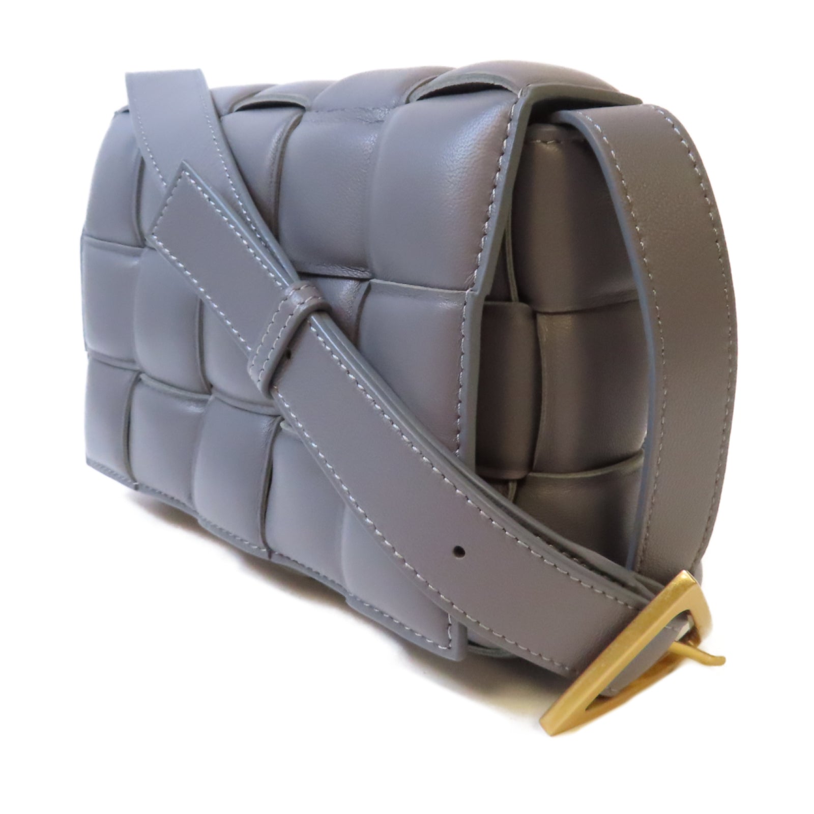 BOTTEGA VENETA 牛皮皮革Shoulder Bag金扣肩背袋灰色