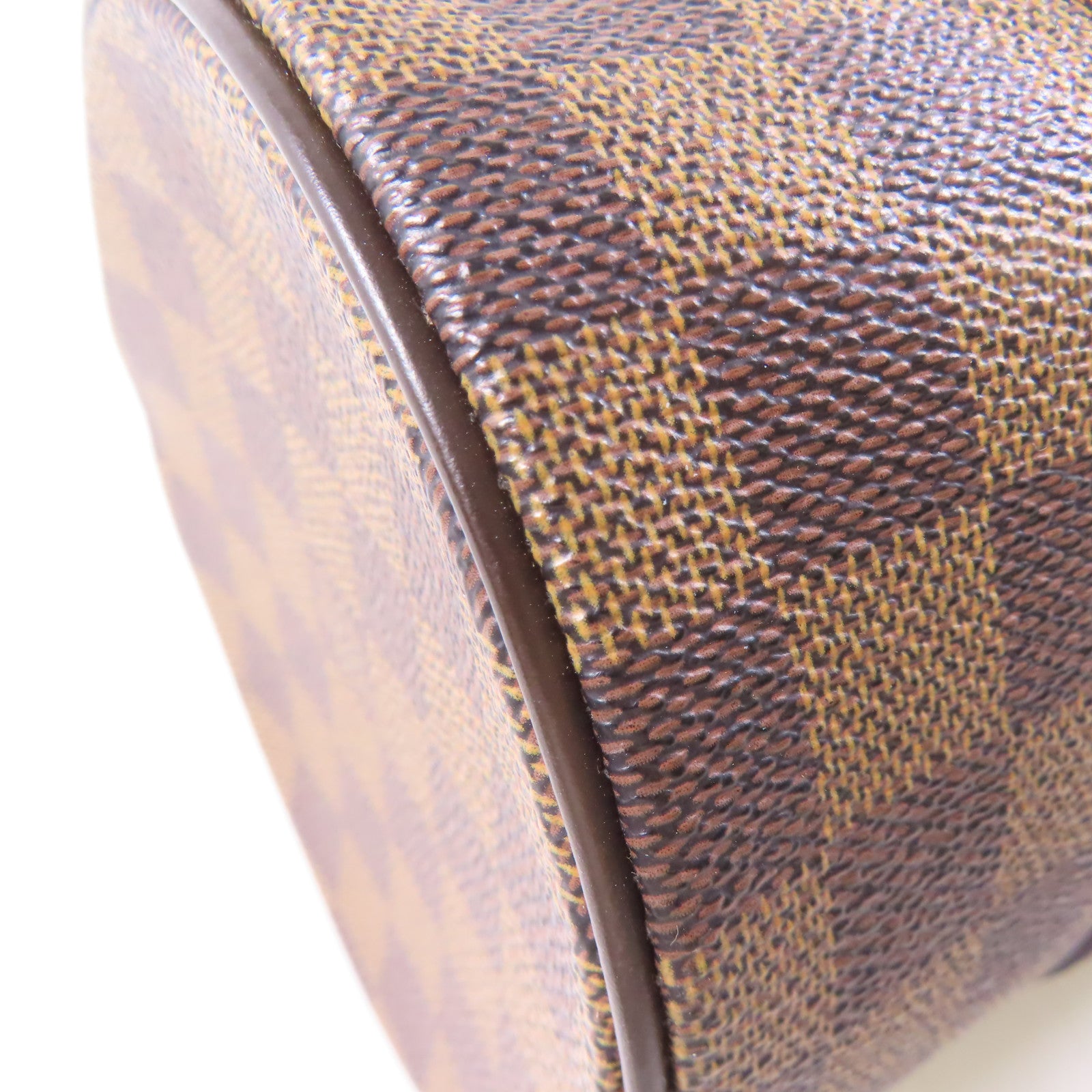 LOUIS VUITTON Damier Papillon PM金扣手挽袋棕色