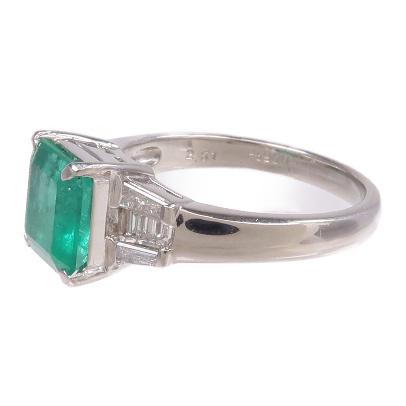 JEWELRY PT900鉑金Emerald Diamond Ring綠寶石/鑽石戒指