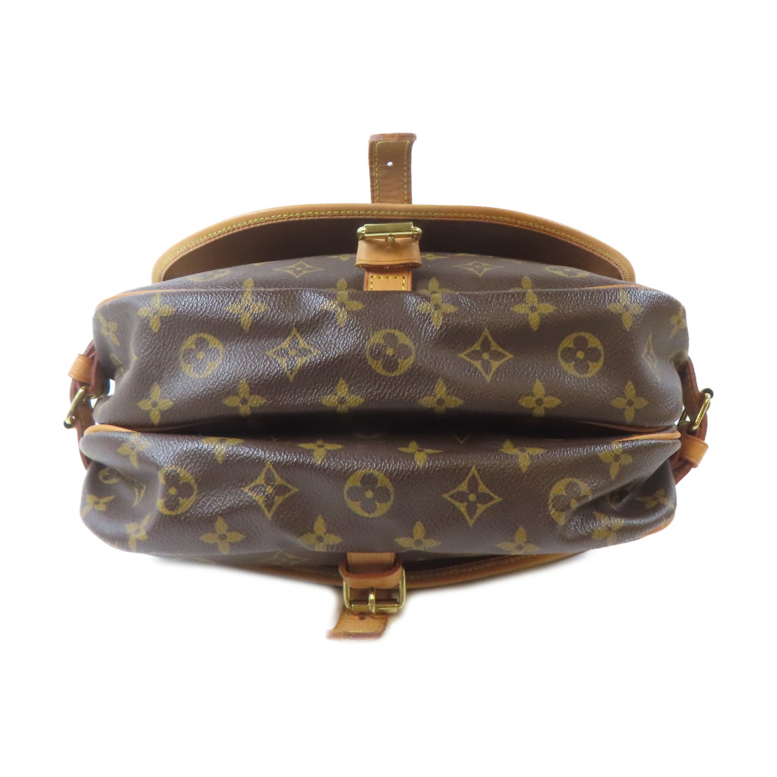 LOUIS VUITTON Monogram Saumur 30金扣肩背袋啡色