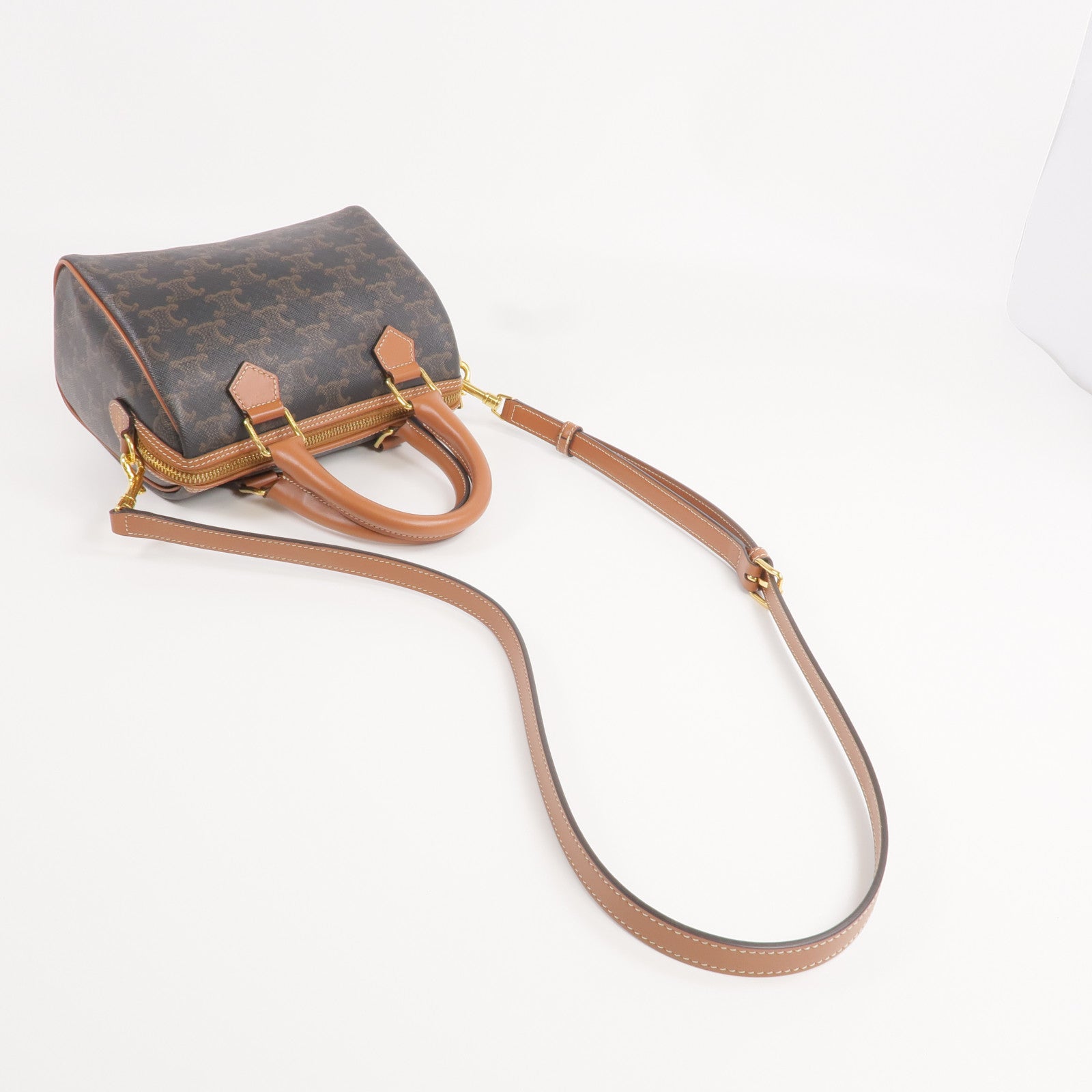 CELINE 塗層帆布Boston金扣手挽肩背兩用袋
