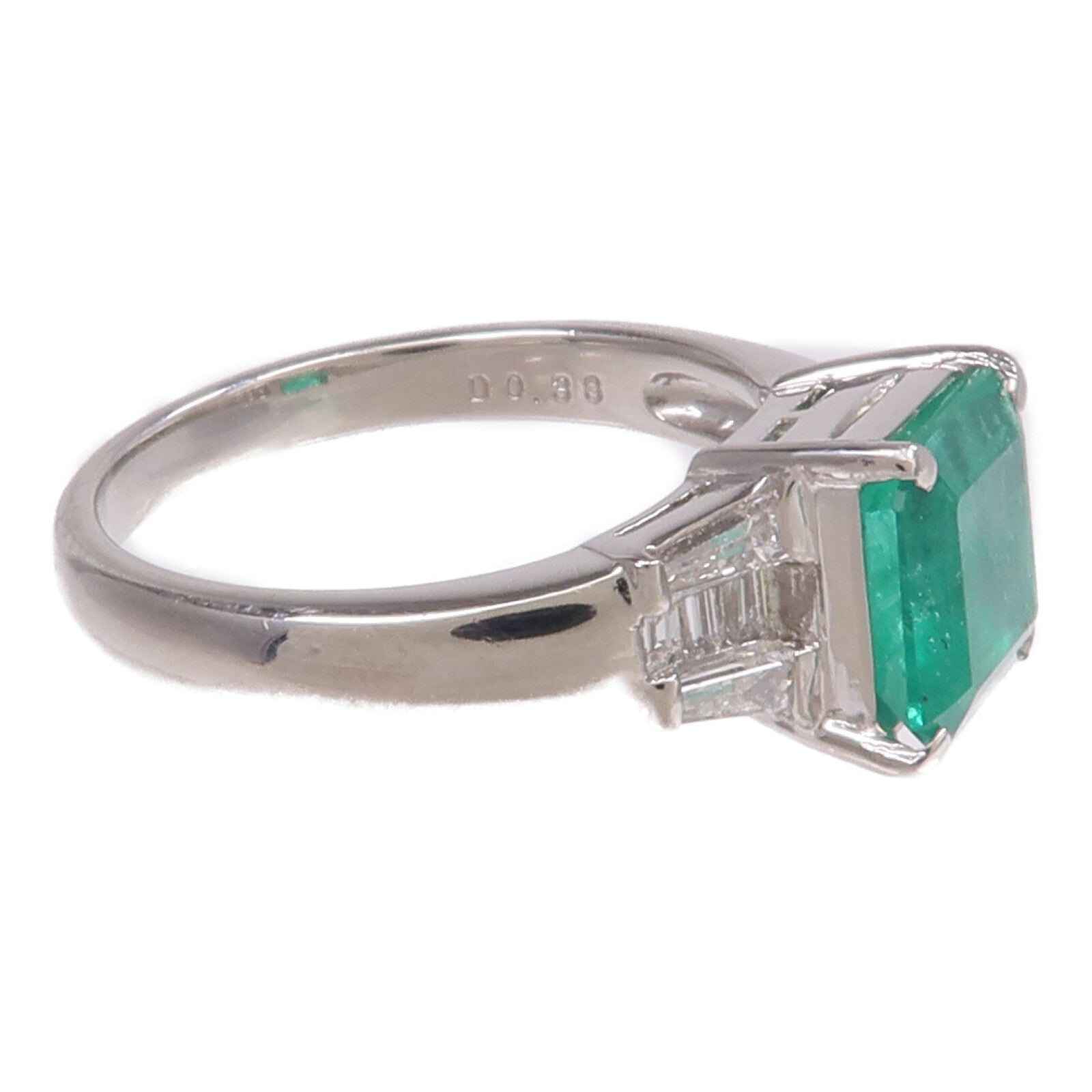 JEWELRY PT900鉑金Emerald Diamond Ring綠寶石/鑽石戒指
