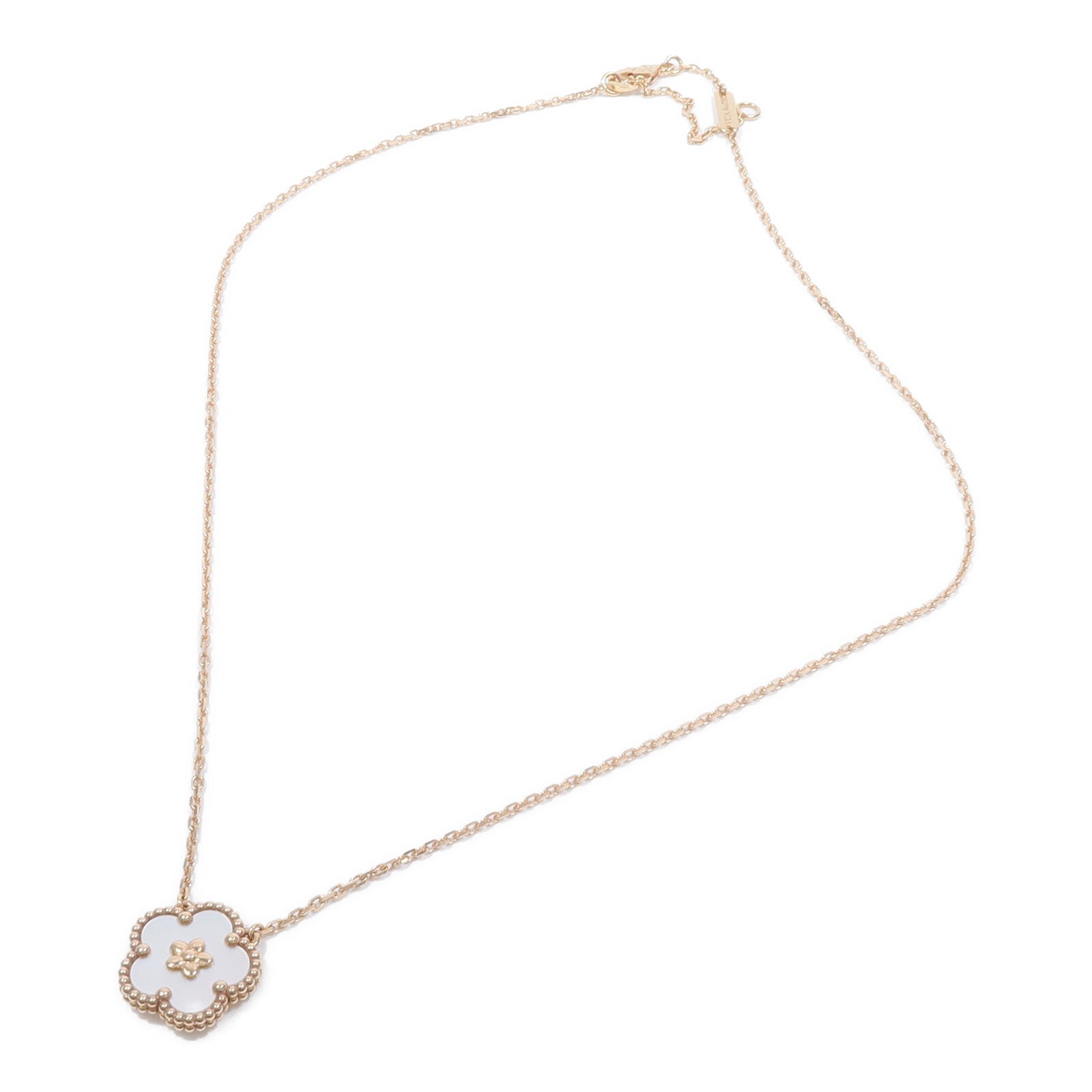 Van Cleef & Arpels 18K玫瑰金Lucky Spirng Pendant珍珠母貝項鍊