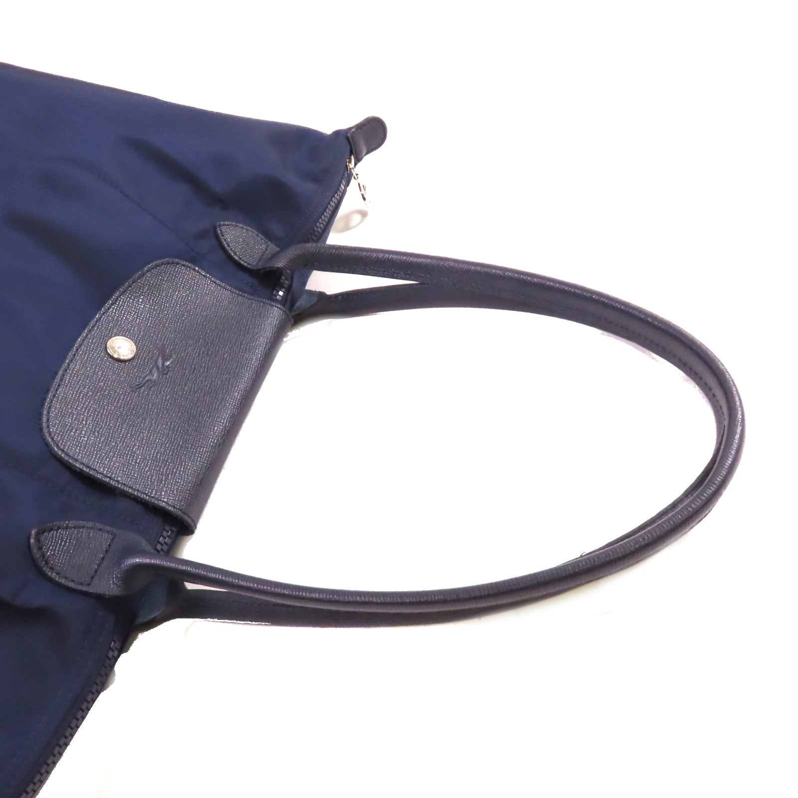 Longchamp 尼龍Tote Bag銀扣肩背袋寶藍色
