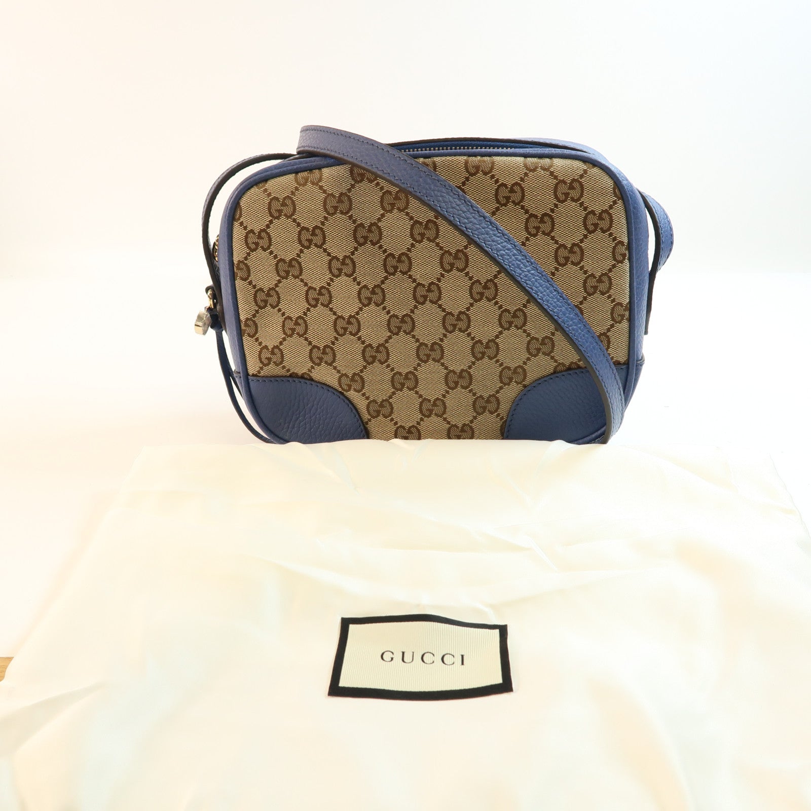 GUCCI GG GHW Shoulder Bag Canvas 449413 Blue