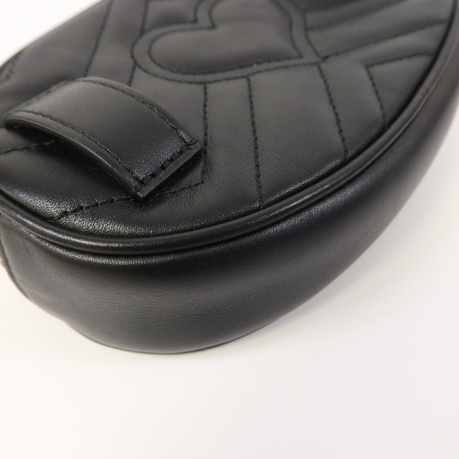 GUCCI GG GHW Waist Bag 476434 Calfskin Leather Black
