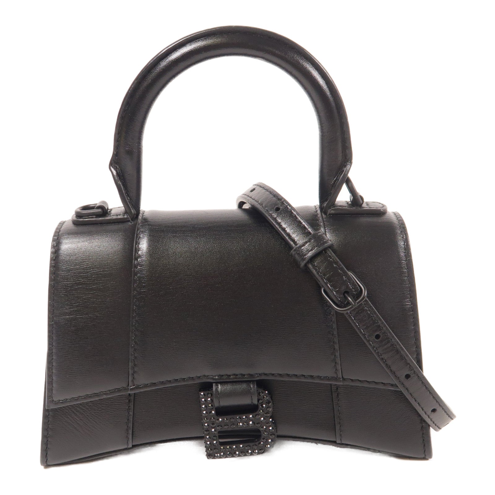 BALENCIAGA 牛皮皮革Hourglass XS銀扣手挽肩背兩用袋