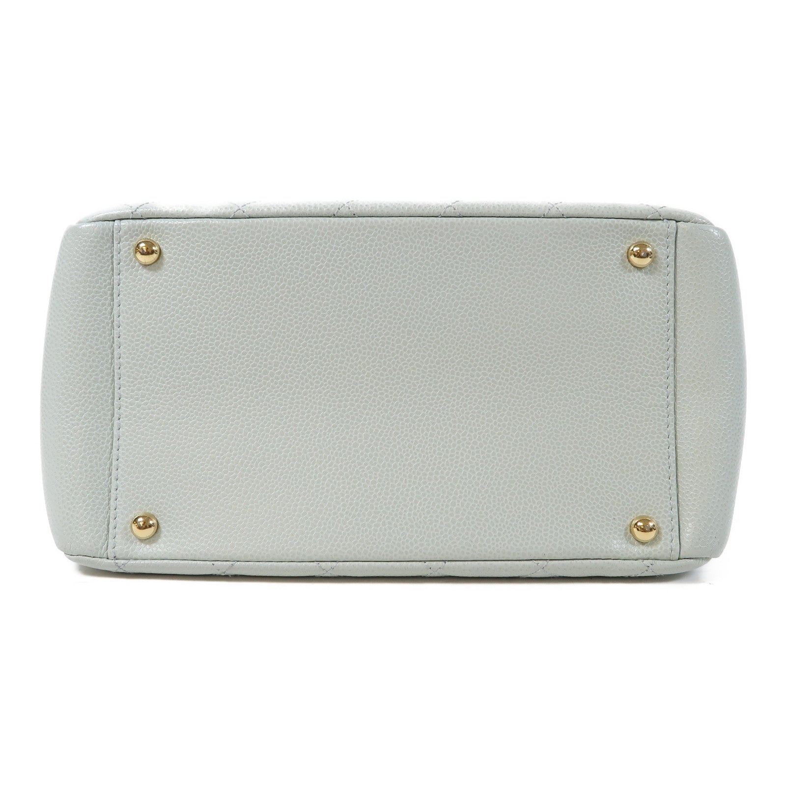 CHANEL 菱格Caviar皮革Vintage Shoulder Bag金扣鏈帶肩背袋淺藍色