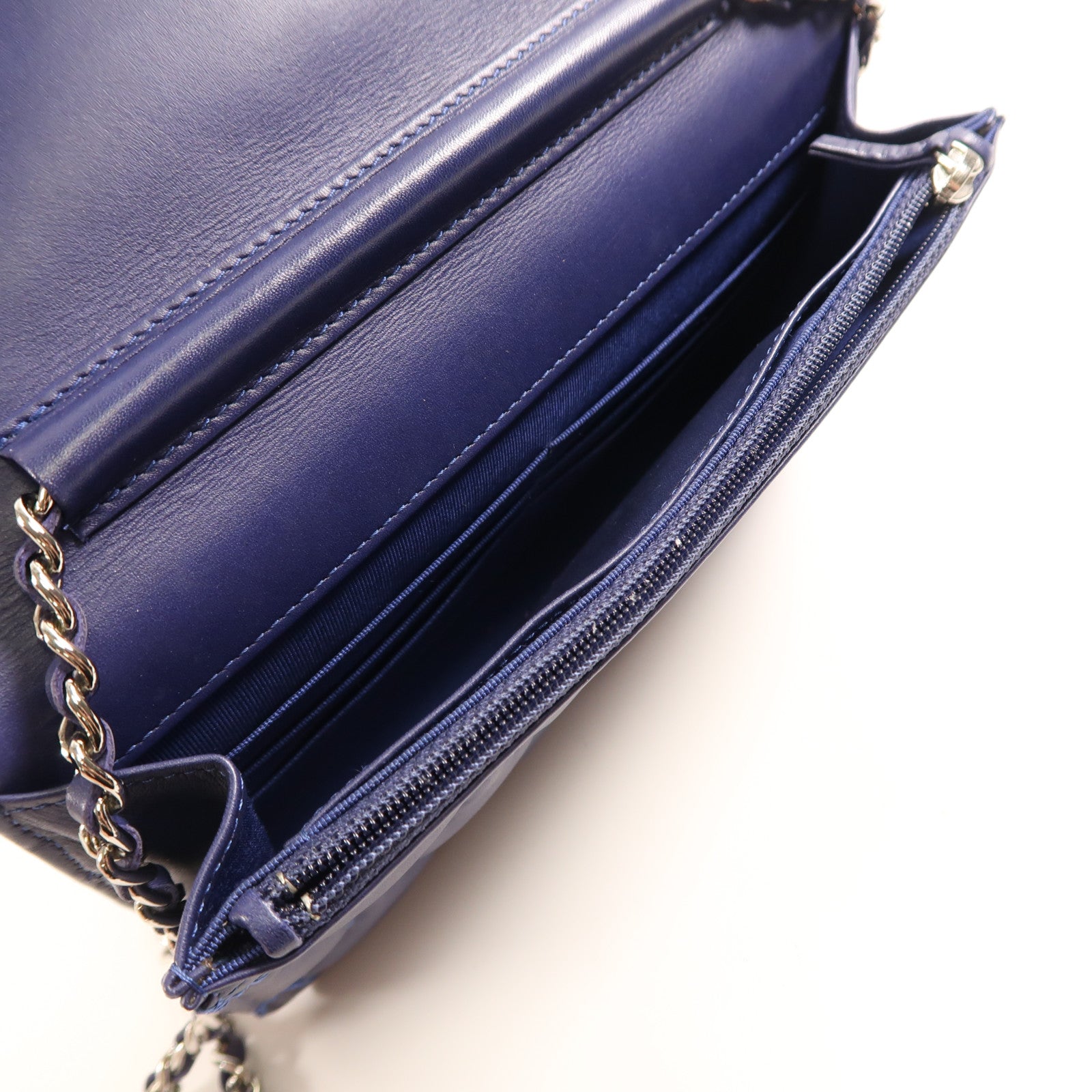 CHANEL CC SHW WOC Wallet On Chain Shoulder Bag Calfskin Leather Blue