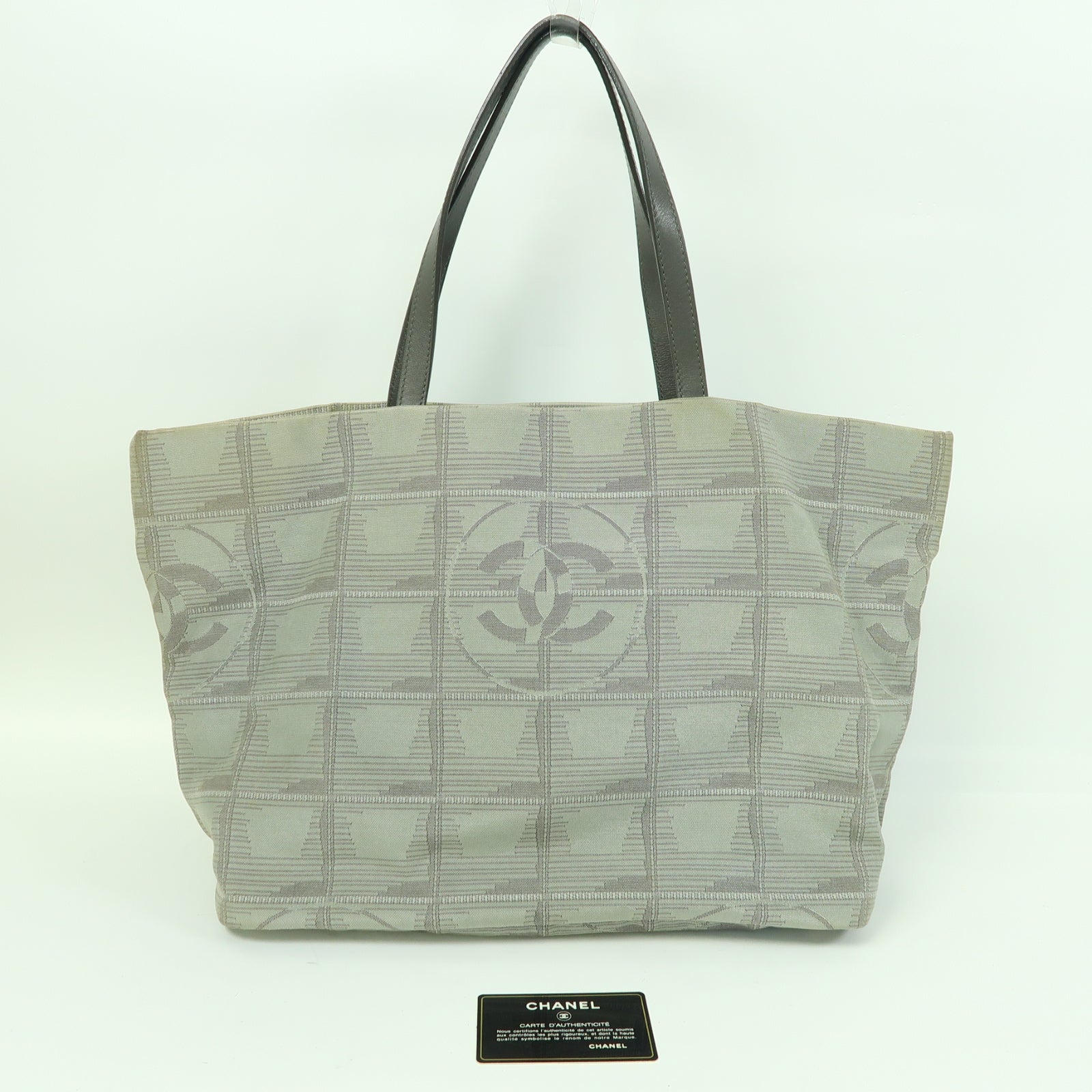 CHANEL 尼龍Tote Bag銀扣手挽袋灰色