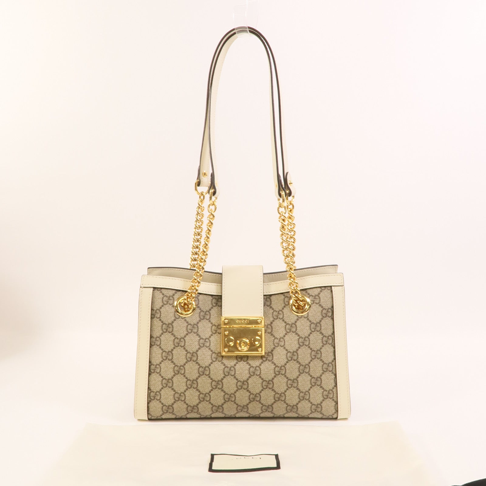 GUCCI 塗層帆布Padlock鏈帶肩背袋