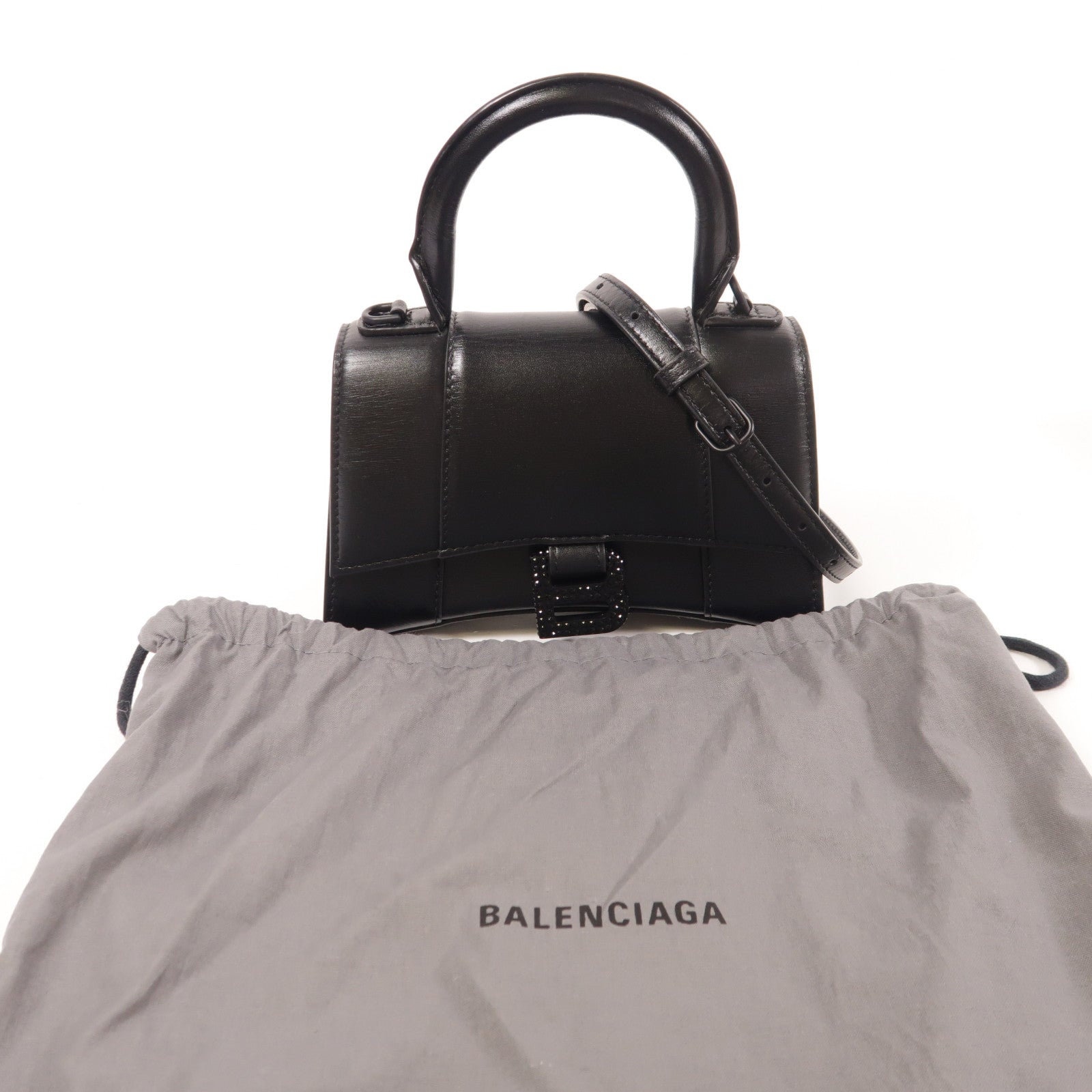 BALENCIAGA 牛皮皮革Hourglass XS銀扣手挽肩背兩用袋